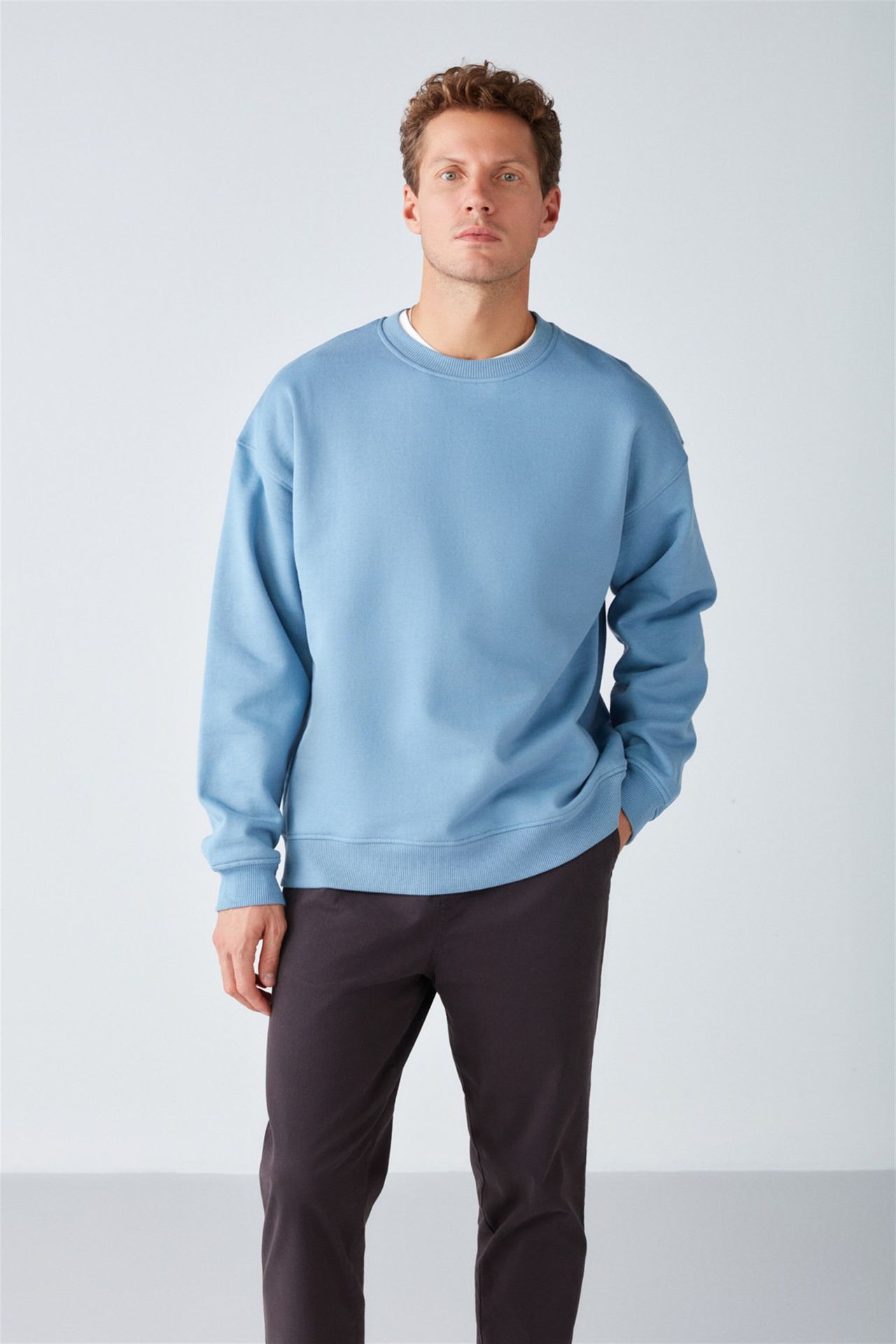 GRIMELANGE Bol Kesim Fitilli Bisiklet Yaka Sweatshirt 3