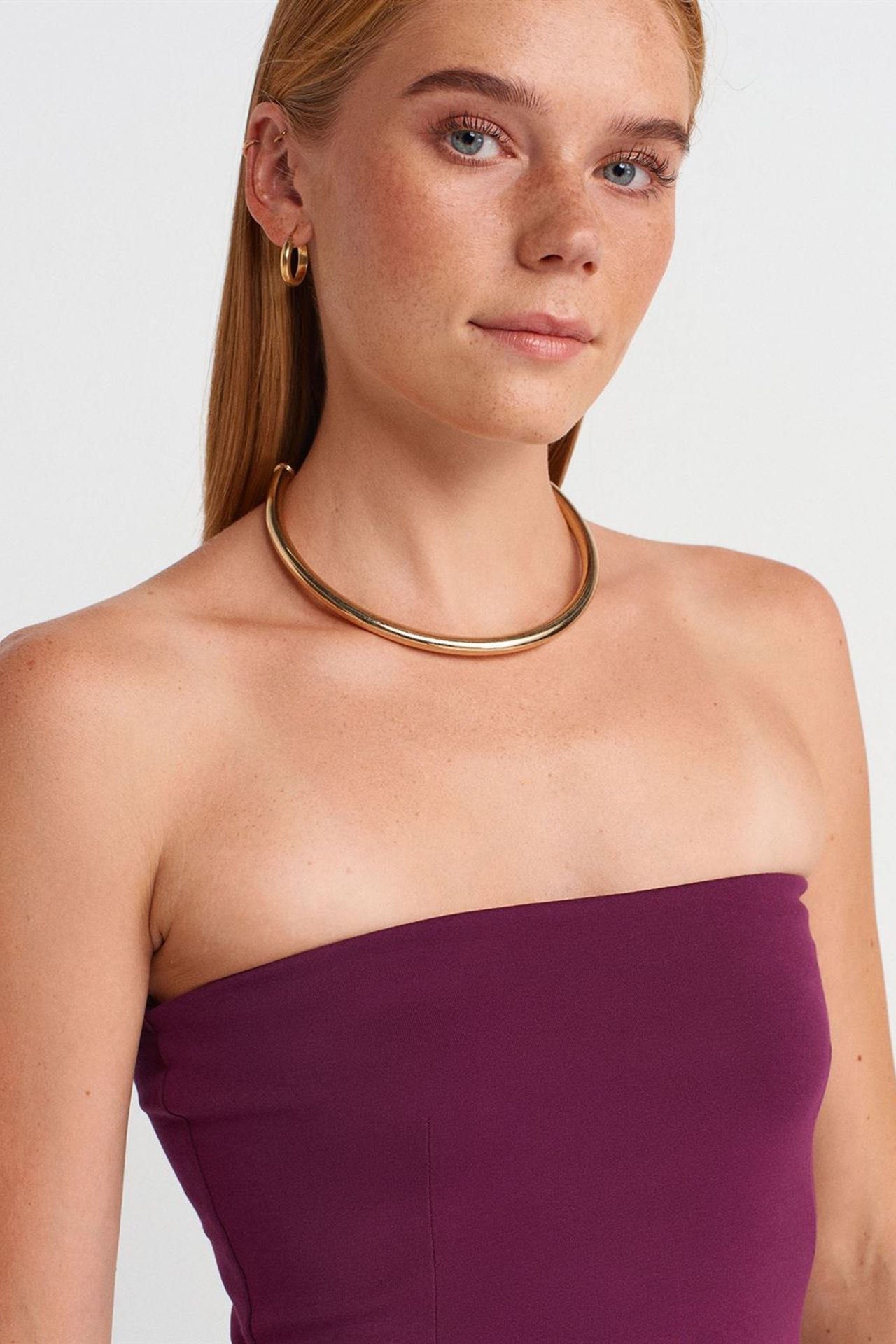 DILVIN Strapless Slim-fit Bandeau Blouse 3
