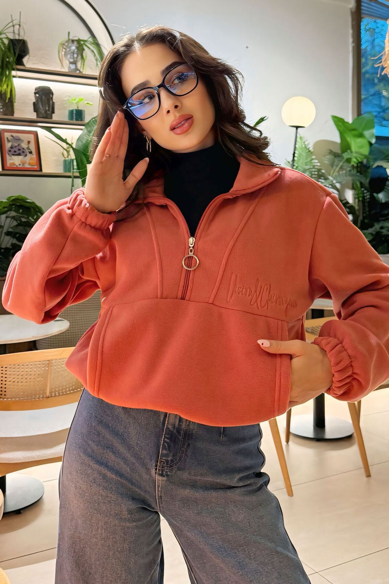 TOMMY Oversized Half-zip Plush Sweatshirt 4
