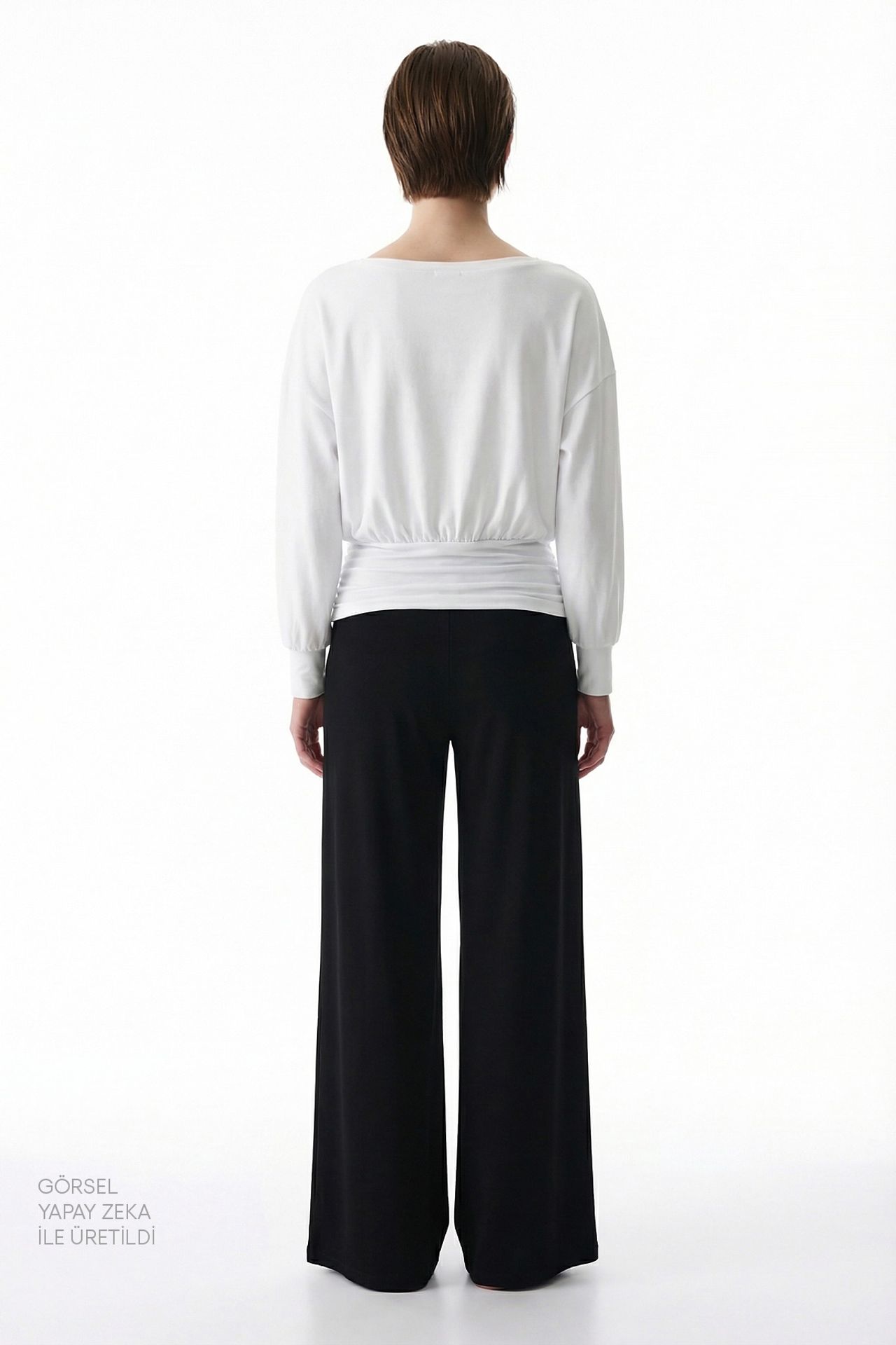 PENTI Boat Neck Waist Detail Modal Top