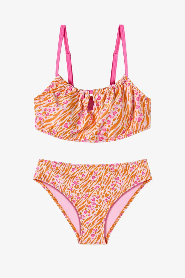 PENTI Girls' Safari Halter Leopard Print Bikini Set