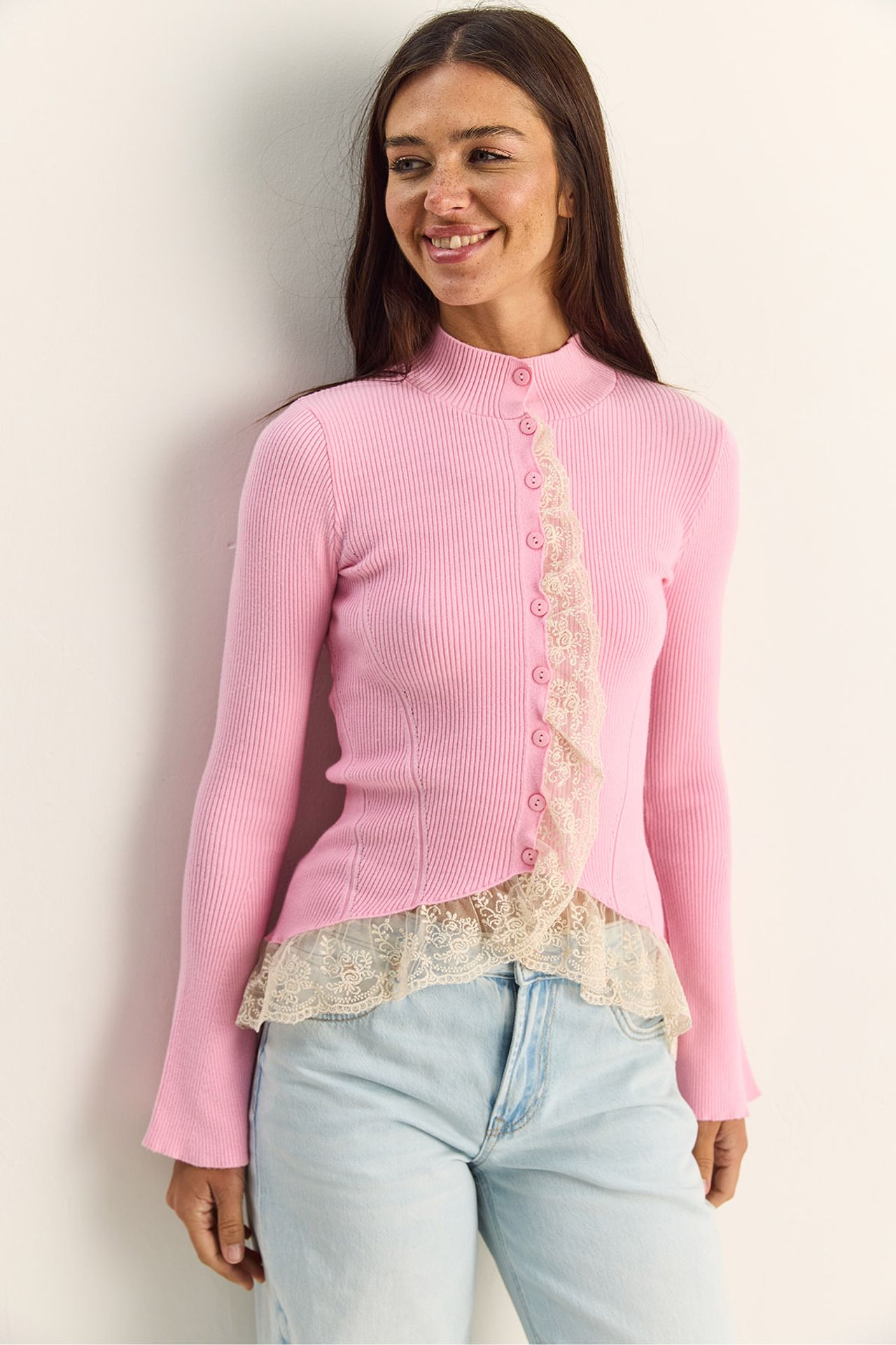 LUCCI Half Turtleneck Ribbed Cardigan 2