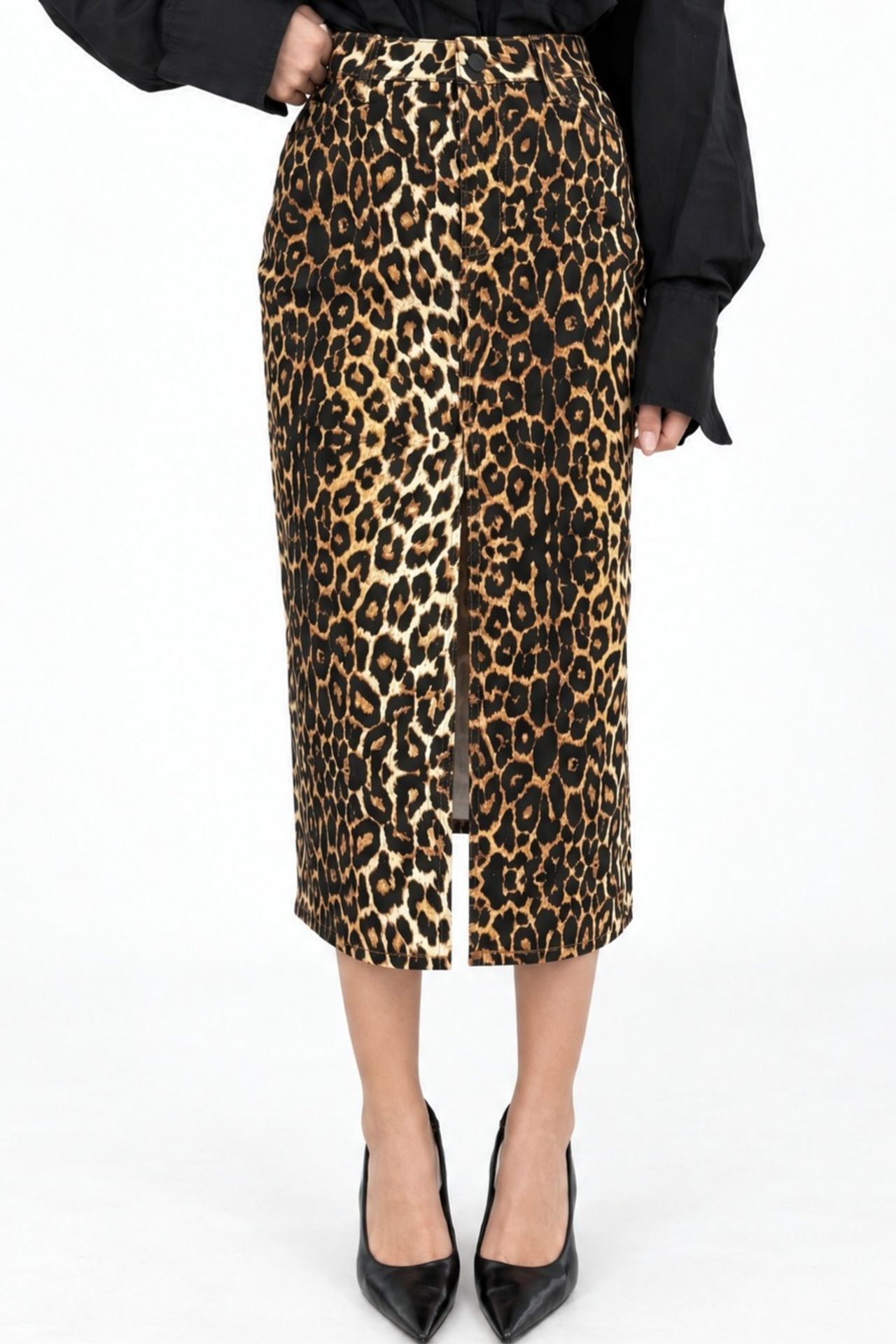 SQUALO High-Waist Leopard Midi Skirt 1