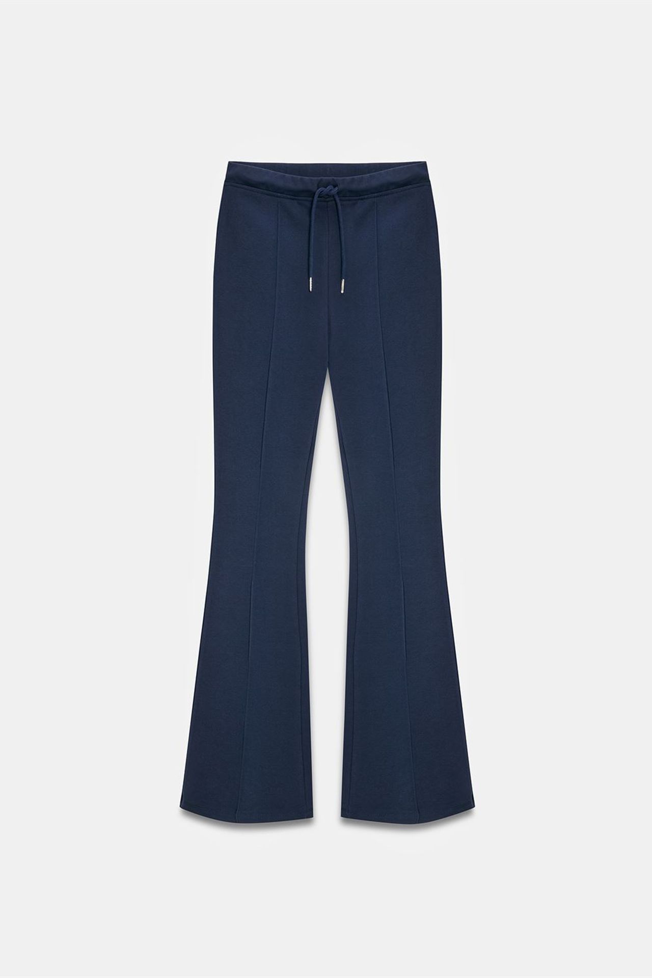 DILVIN Mid-Waist Flare Jersey Pants With Drawstring 5