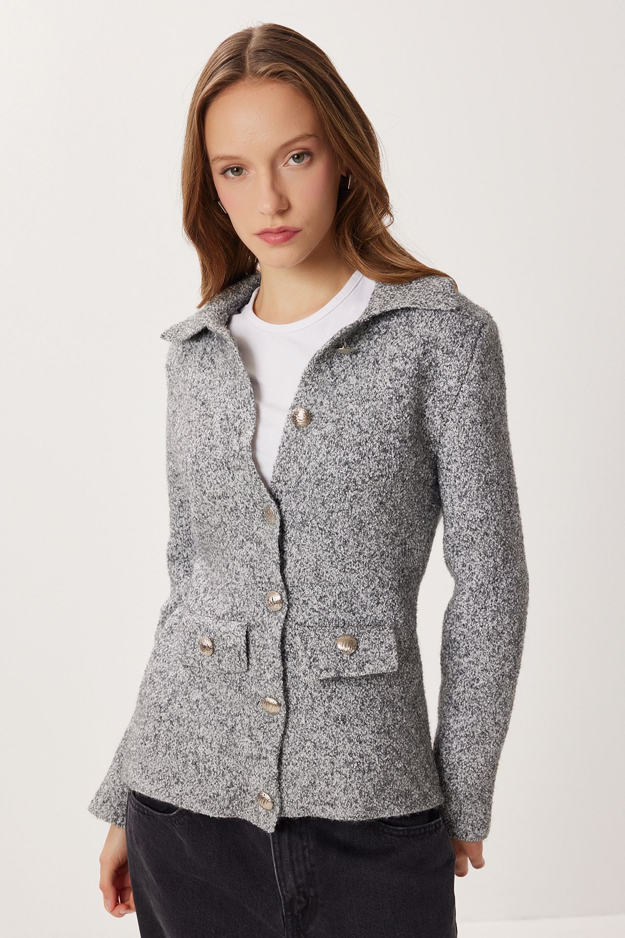 ISTANBUL Textured Button Detailed Cardigan 1