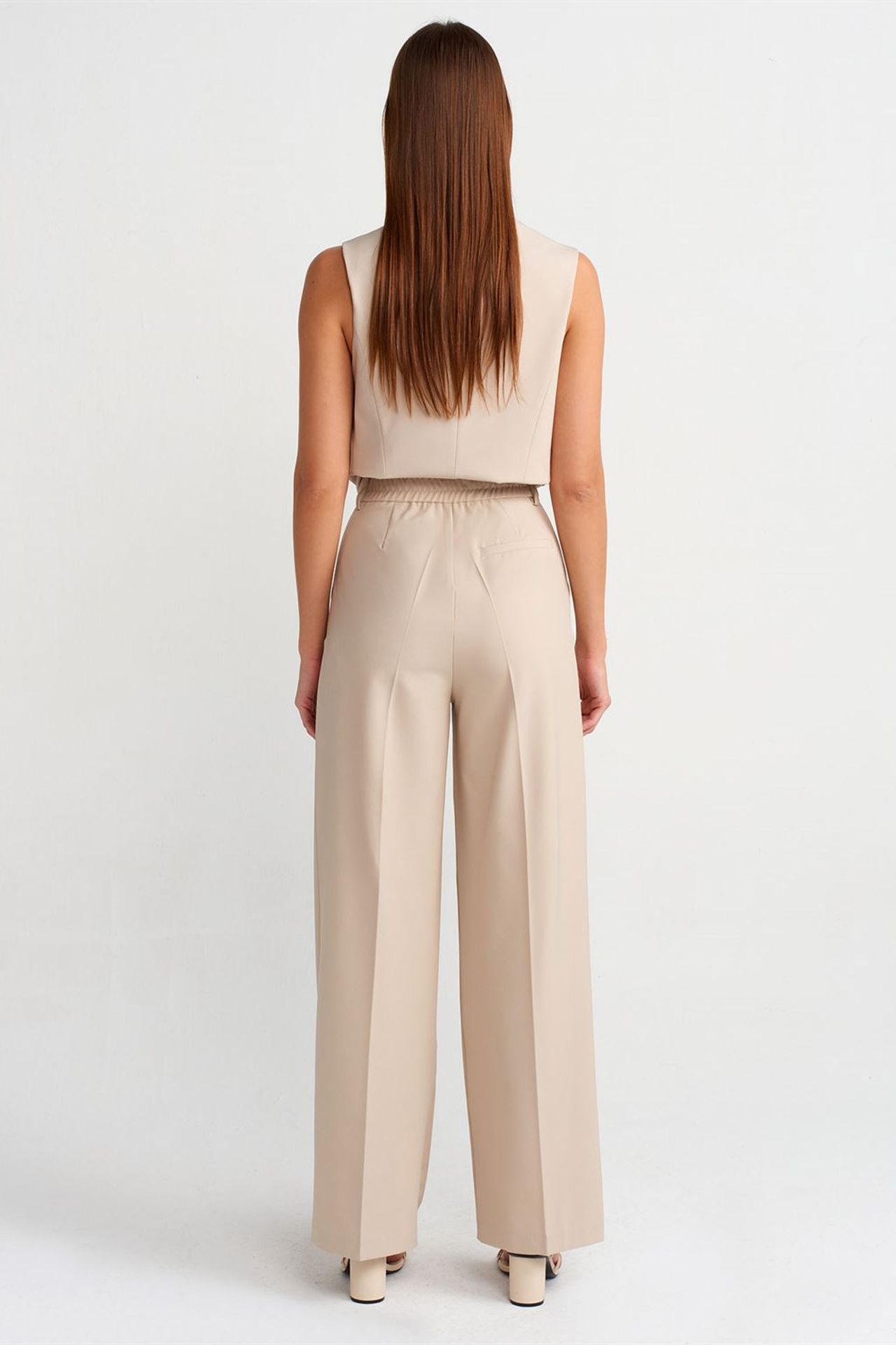 DILVIN High-Waist Wide-Leg Crepe Trousers With Belt 2
