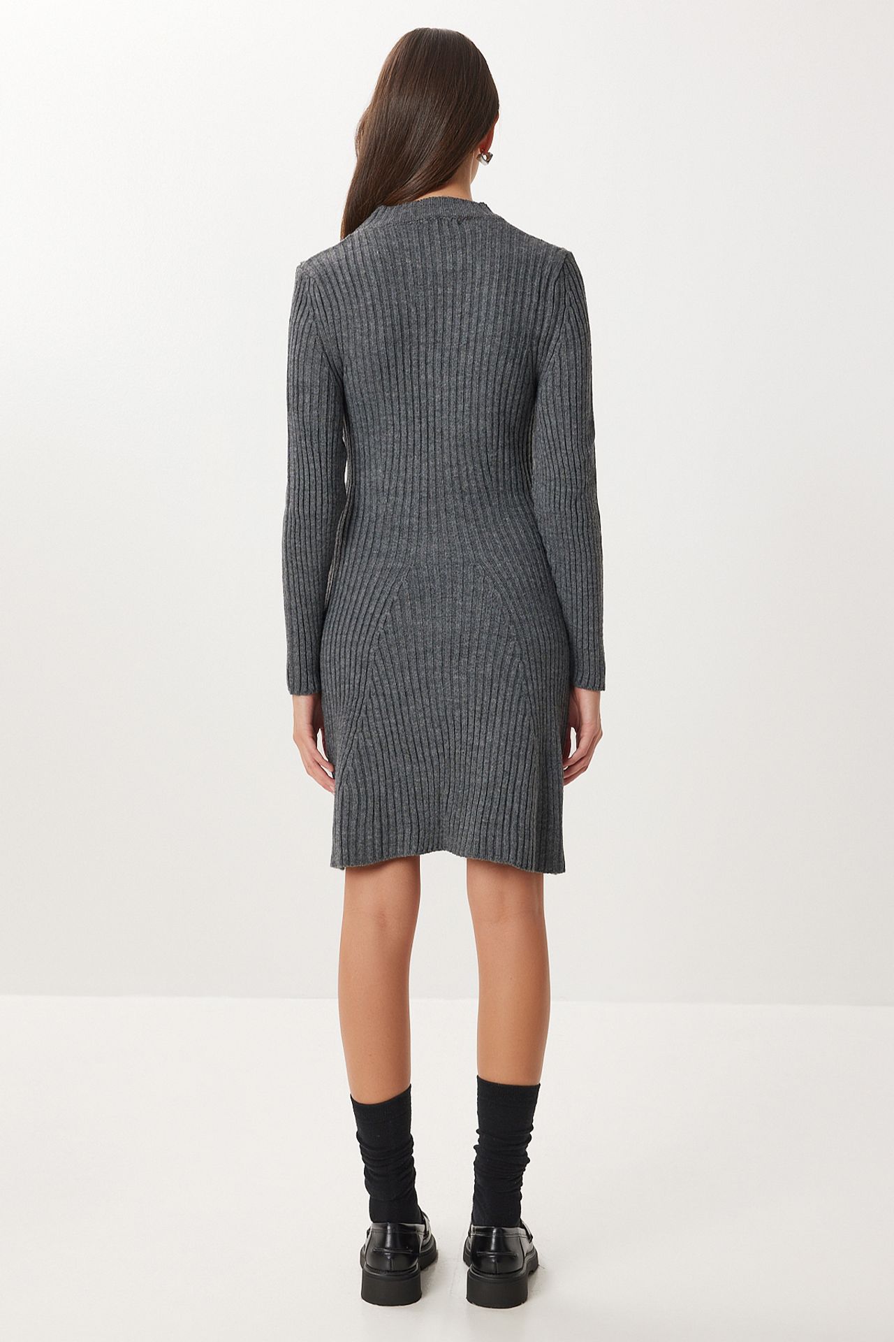 ISTANBUL Ribbed A-Line Knit Mini Dress 4