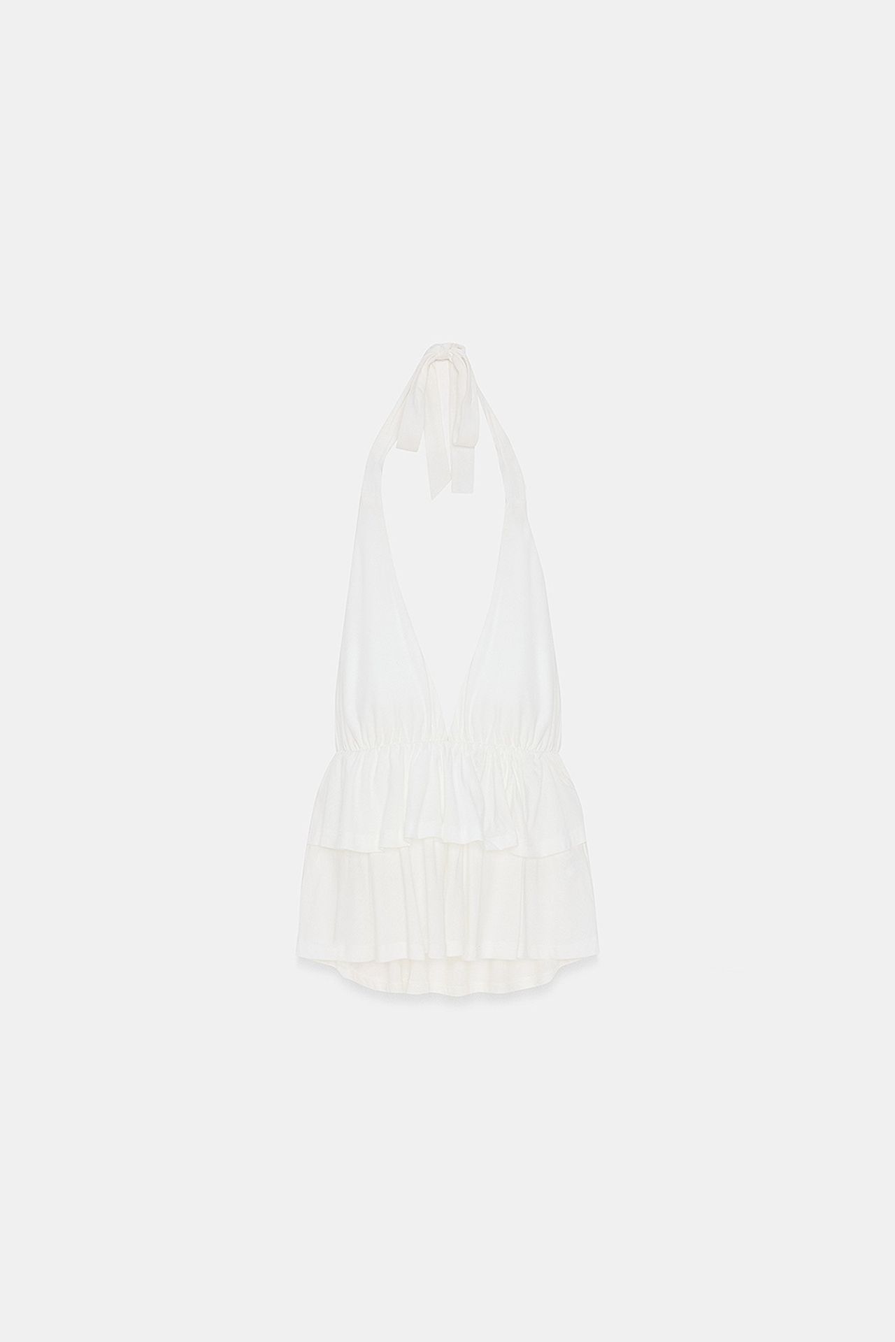 DILVIN Halterneck Poplin Blouse With Ruffle Detail 5