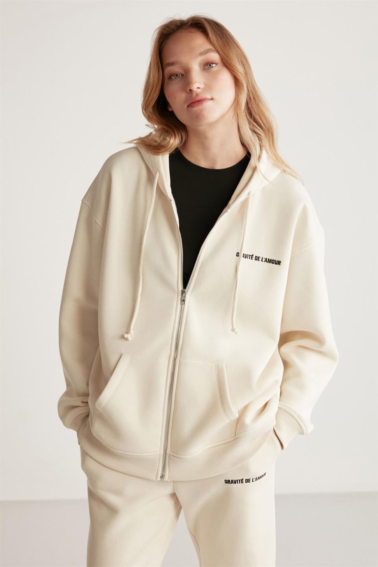 GRIMELANGE Hooded Zip-Front Oversized Sweatshirt 1