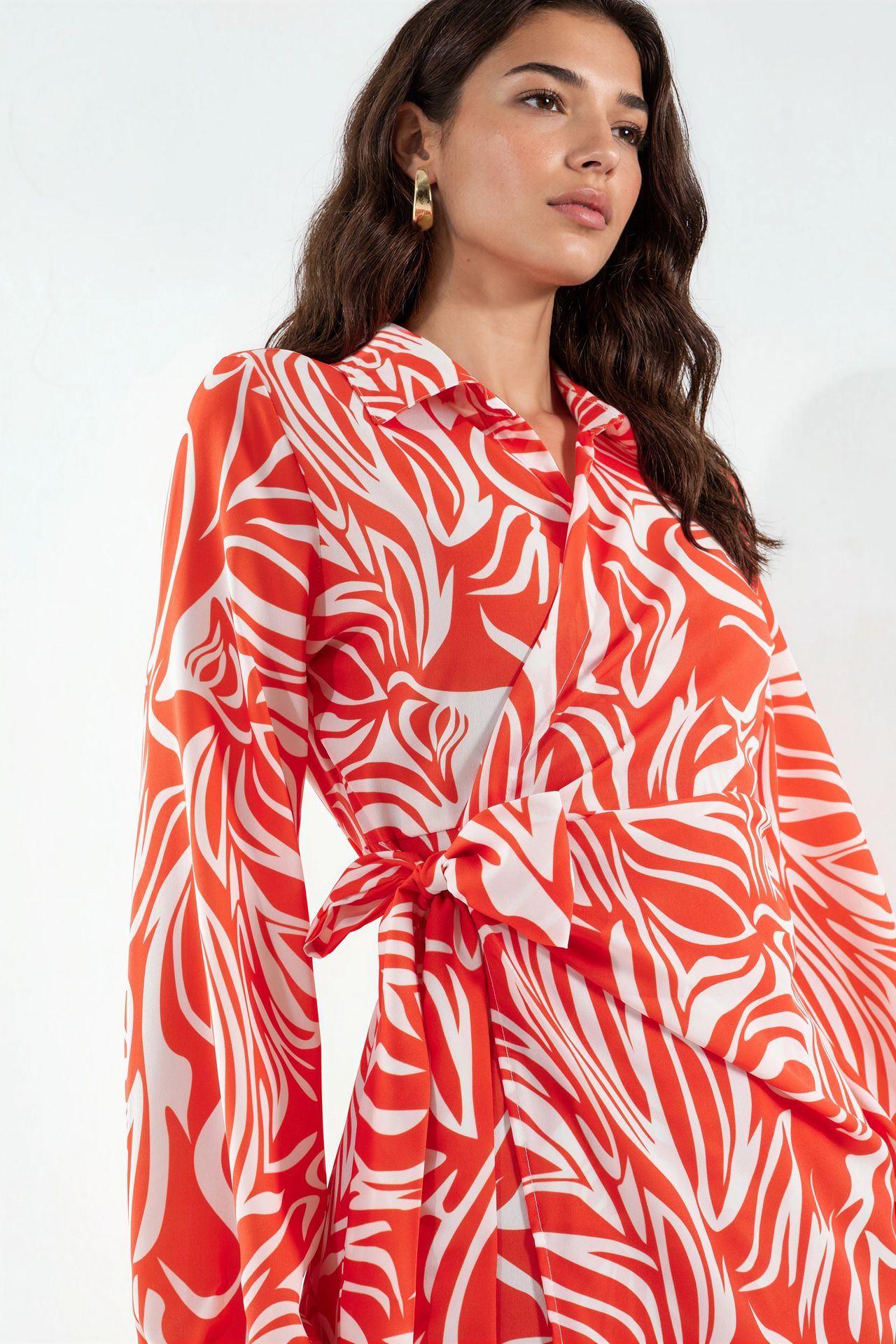 MSN Abstract Print Midi Wrap Dress 4