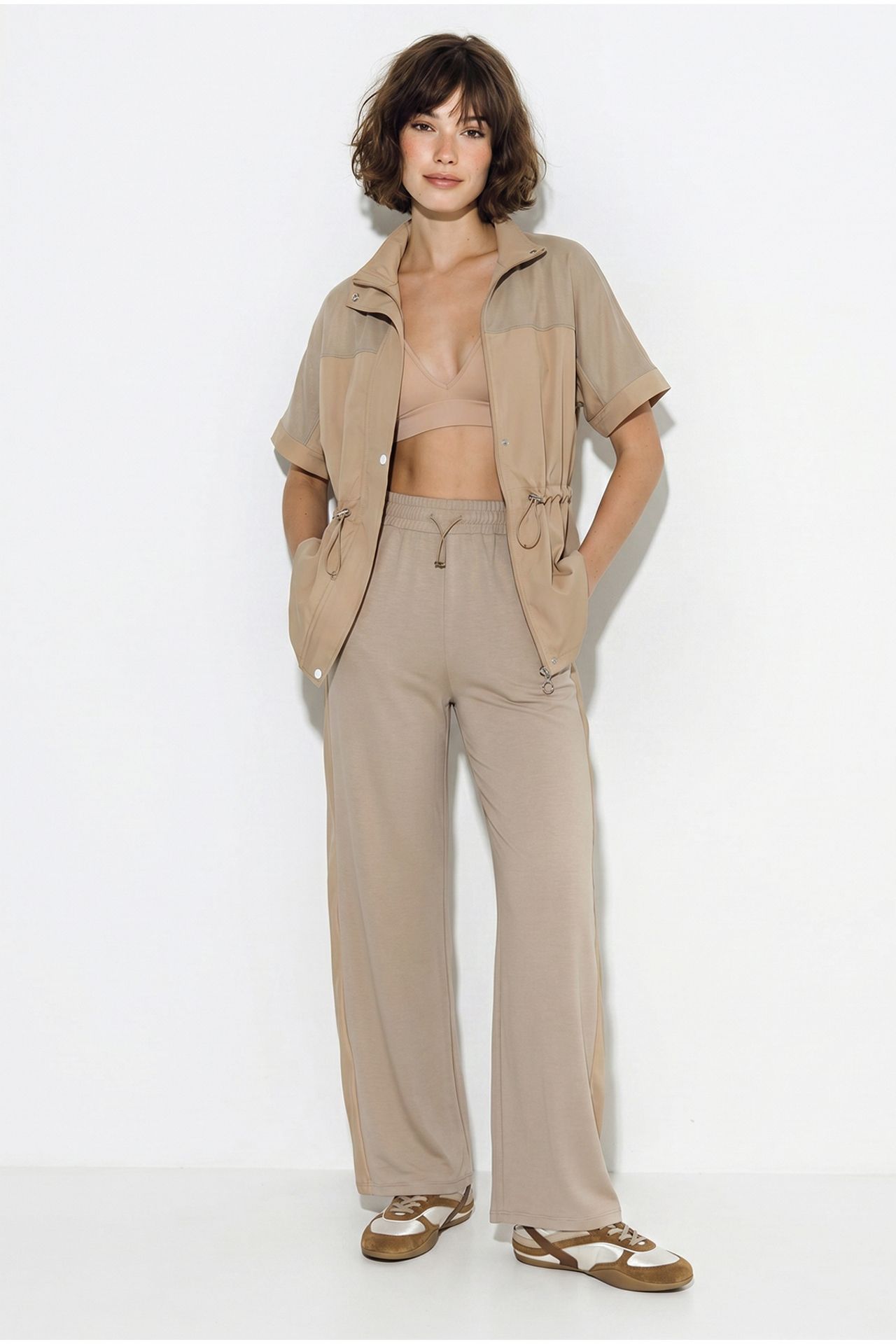 LUCCI Solid Wide-leg Cardigan And Trouser Set 1