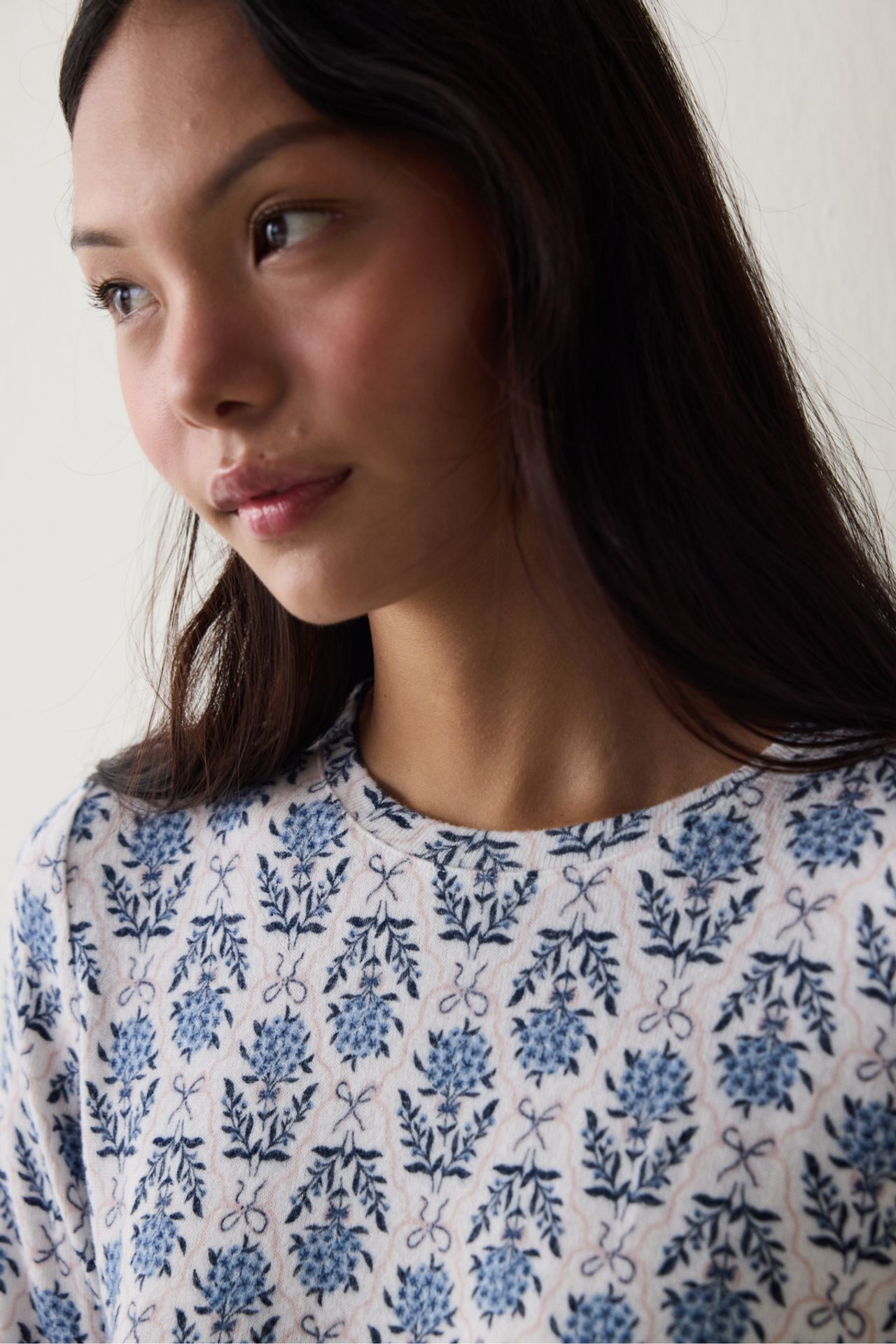 PENTI Floral Print Tea Time Thermal Effect Sweatshirt Pajama Top 3
