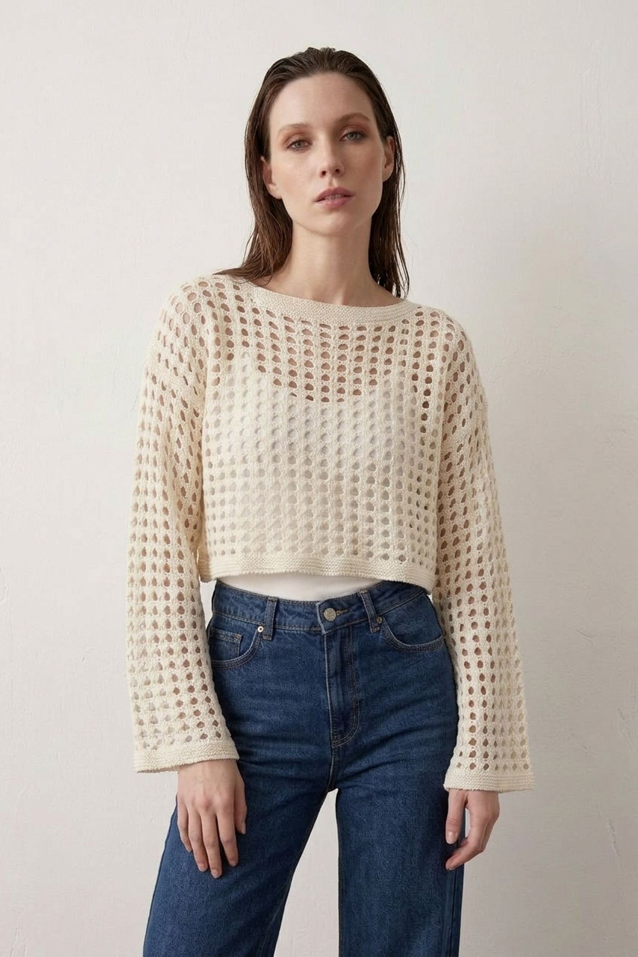 MY FASHION Textured Acrylic Crop Knit Top 3