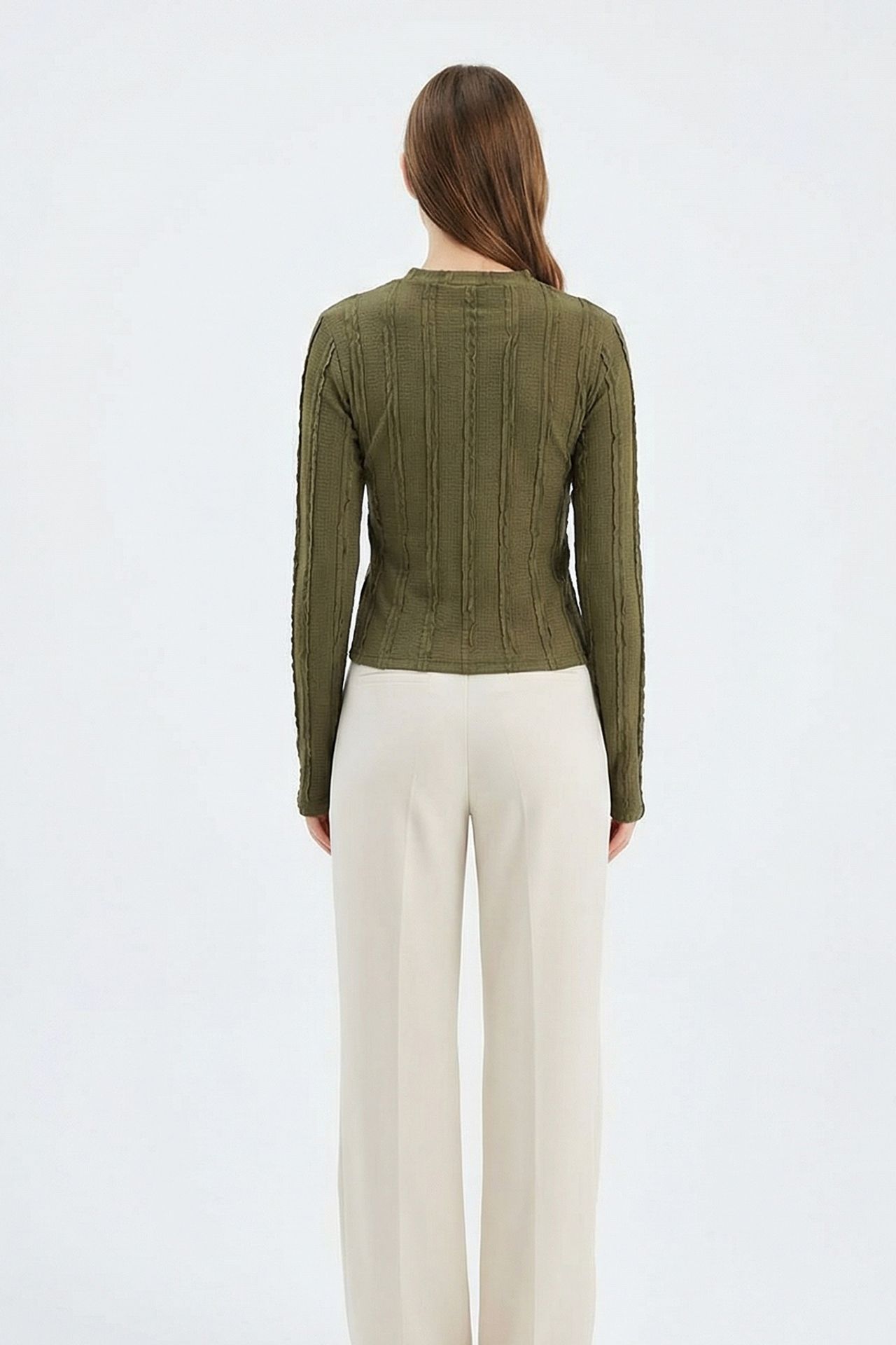 BDART Ribbed Crew Neck Long Sleeve Blouse 5