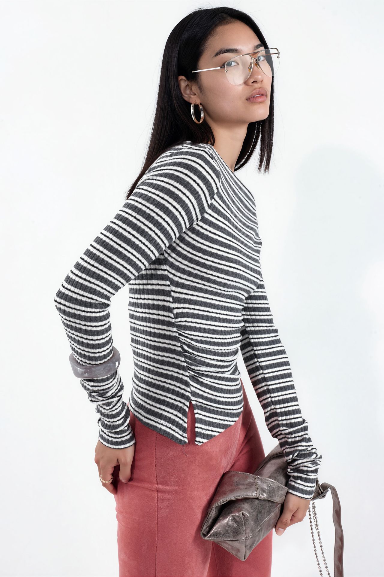 BUSEM Striped Ribbed Boat Neck Top 2