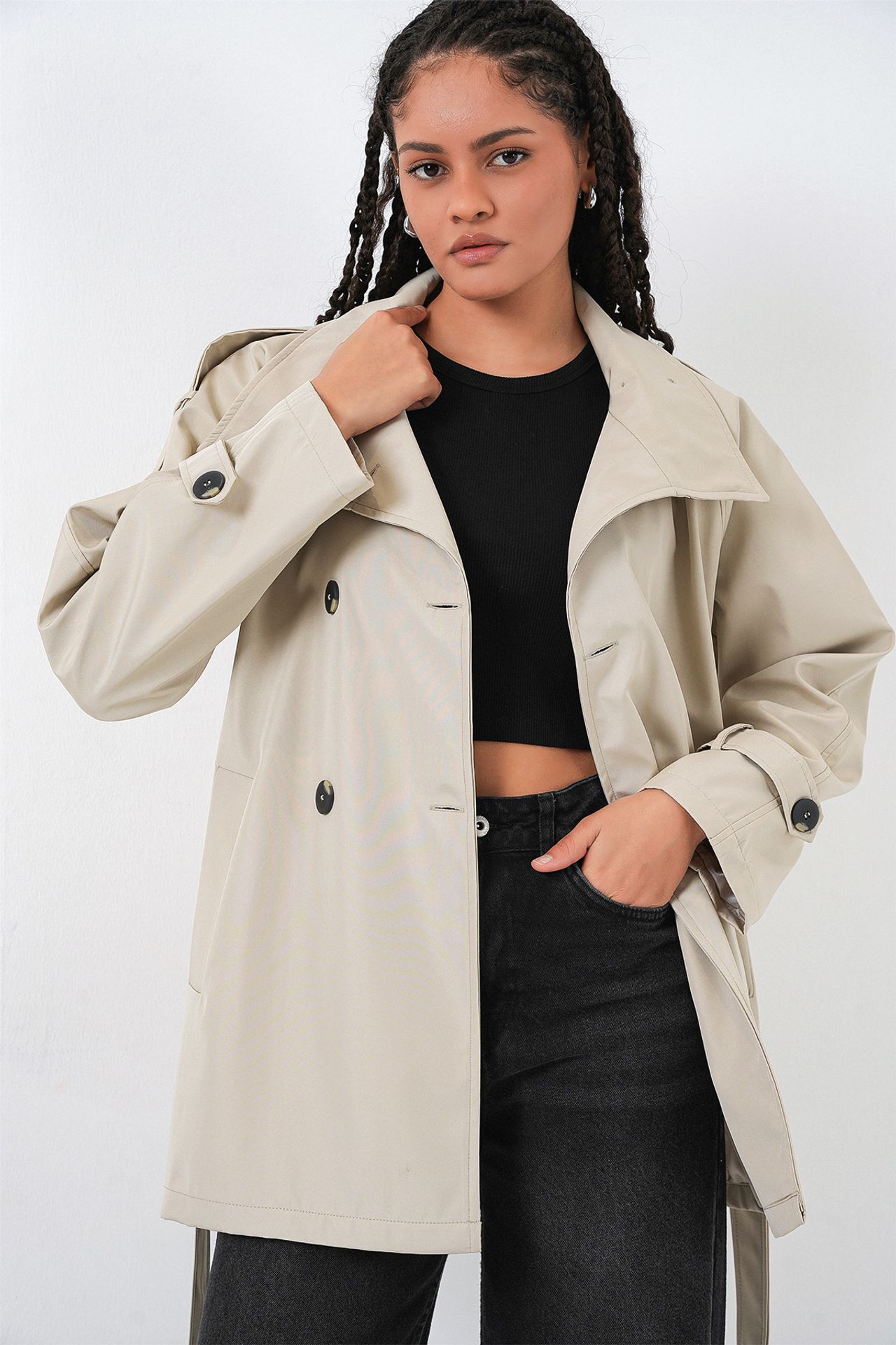 BDART Regular Fit Trench Coat with Jacket Collar 4