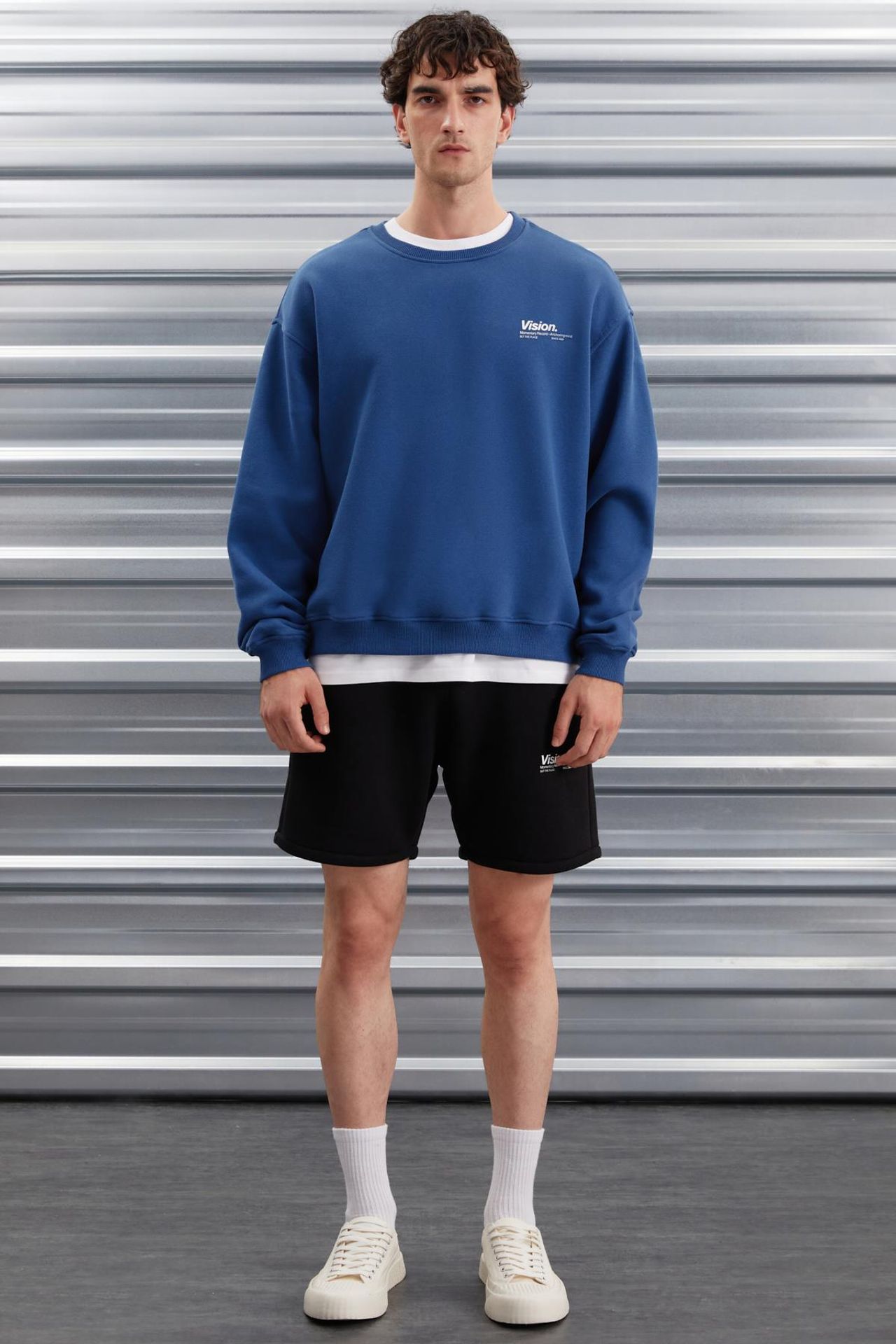 GRIMELANGE Baskılı Geniş Kalıp Bisiklet Yaka Sweatshirt 4
