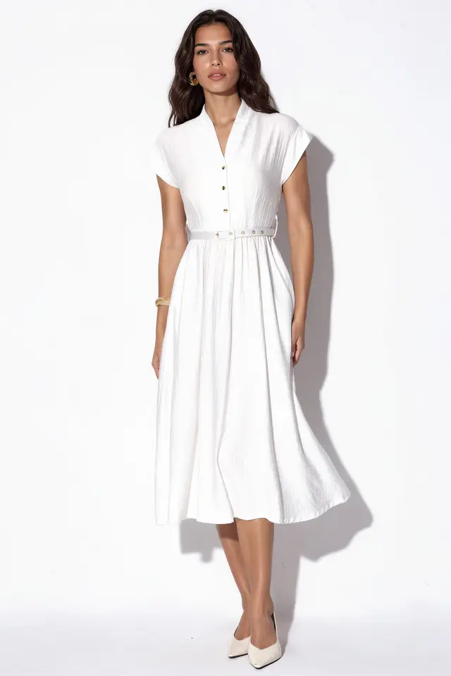 BUSEM Textured Belted Maxi Dress