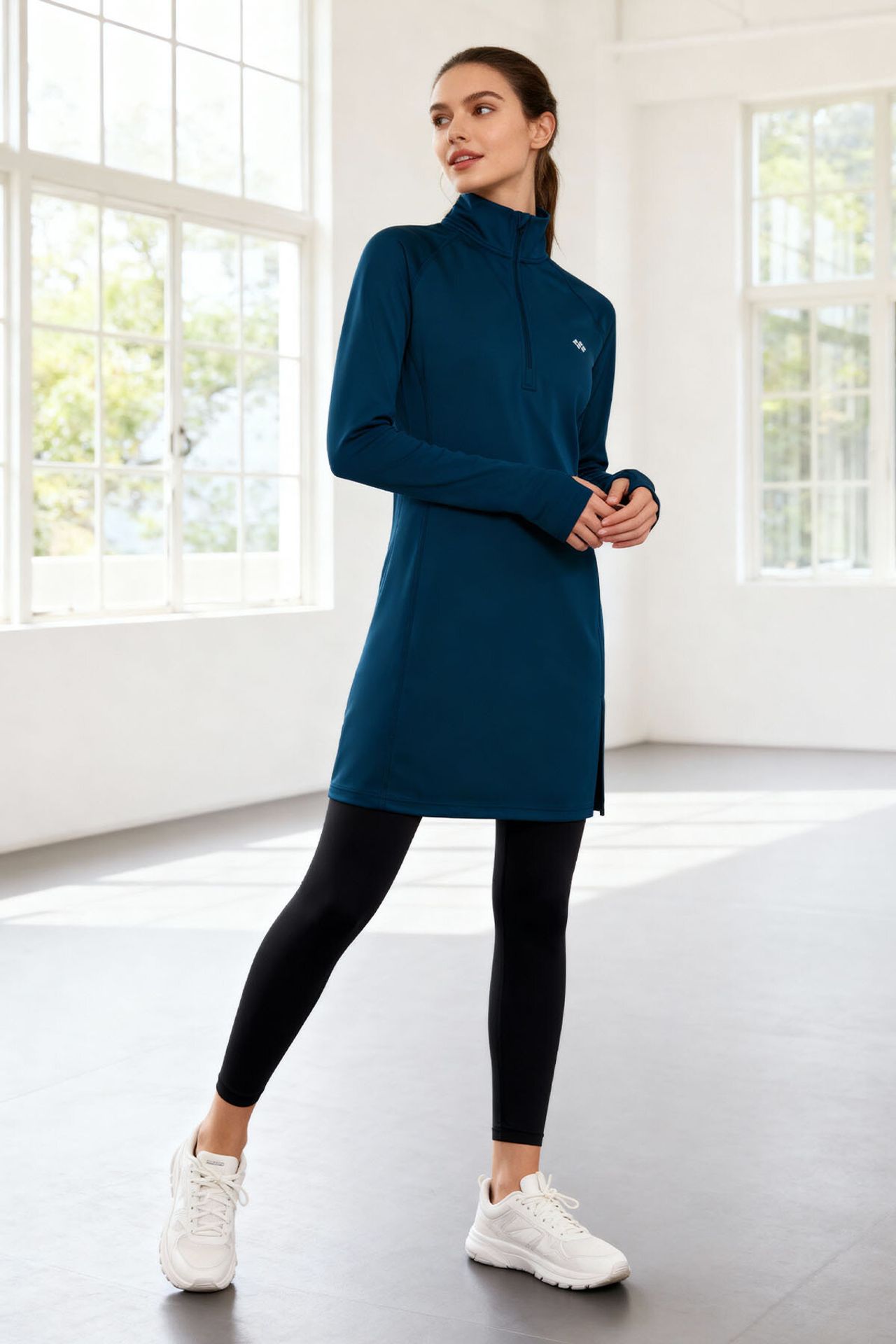 TOMMY Long-sleeve Knit Tunic Top With Half Turtleneck 2