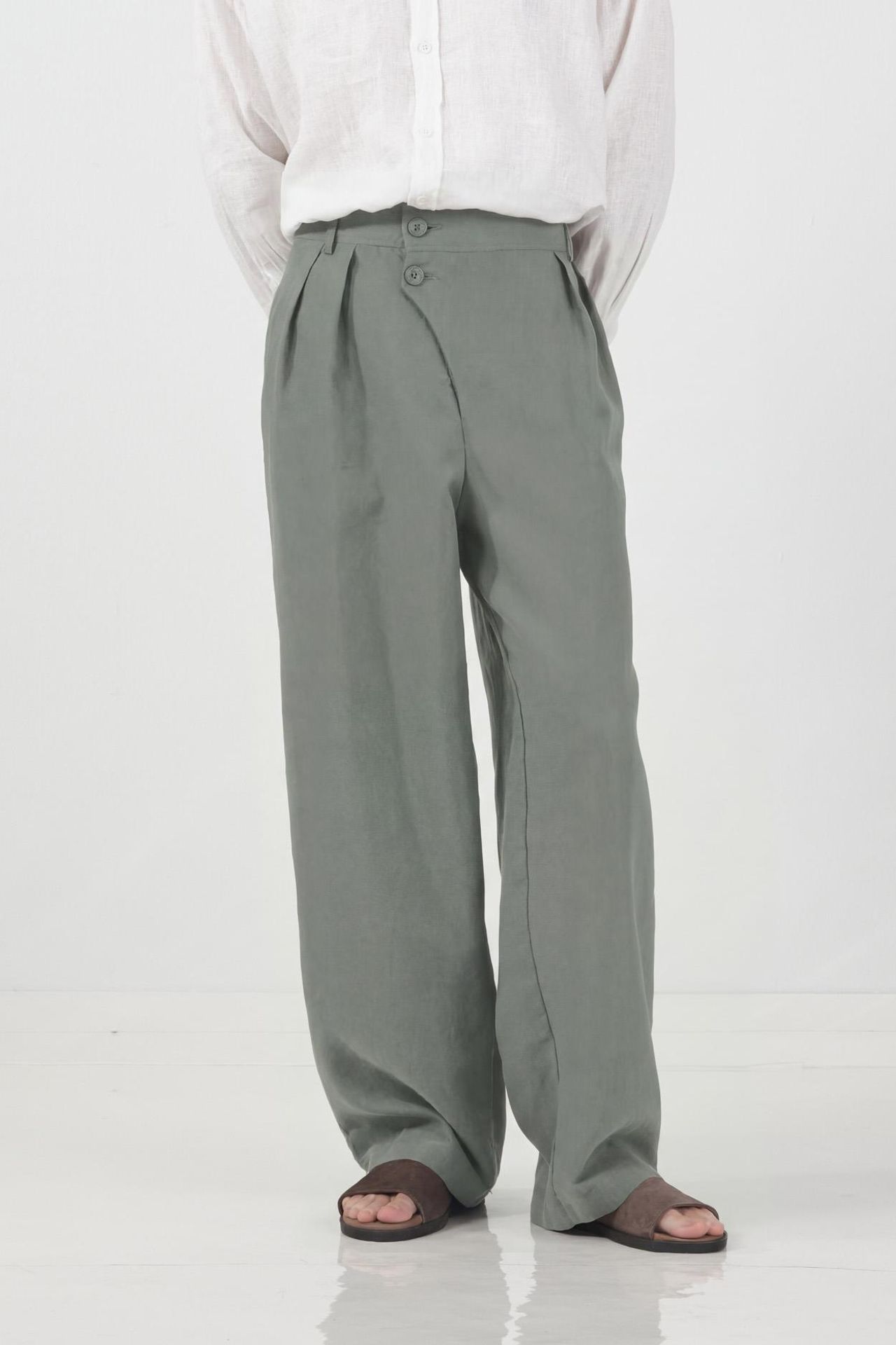GIESTO Men's High-waist Wide-leg Woven Trousers 4