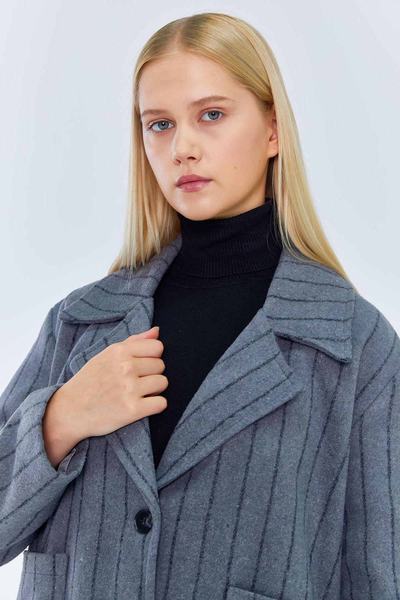 Mixray Oversized Striped Buttoned Jacket 5