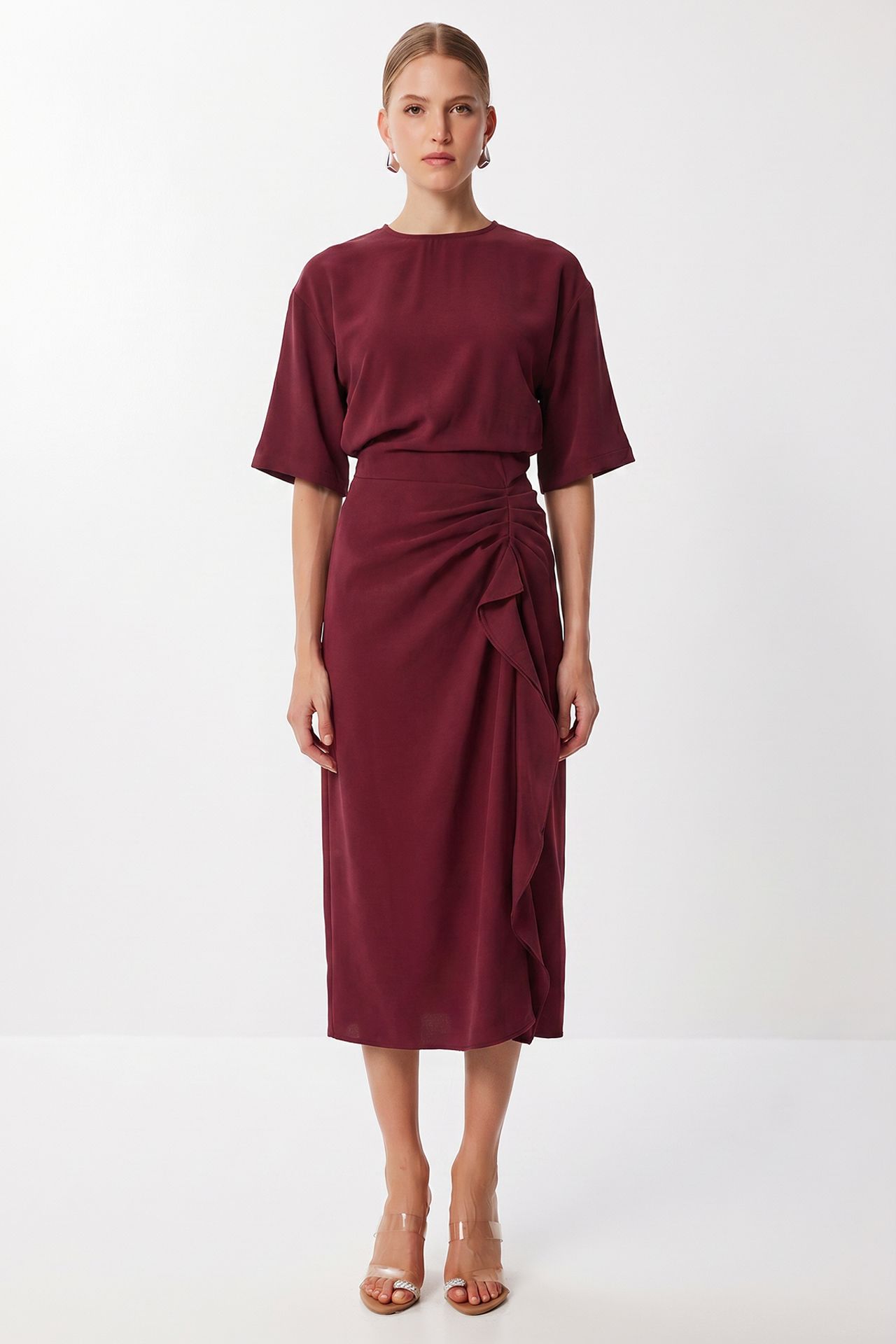 ISTANBUL Fitted Satin Midi Dress 1