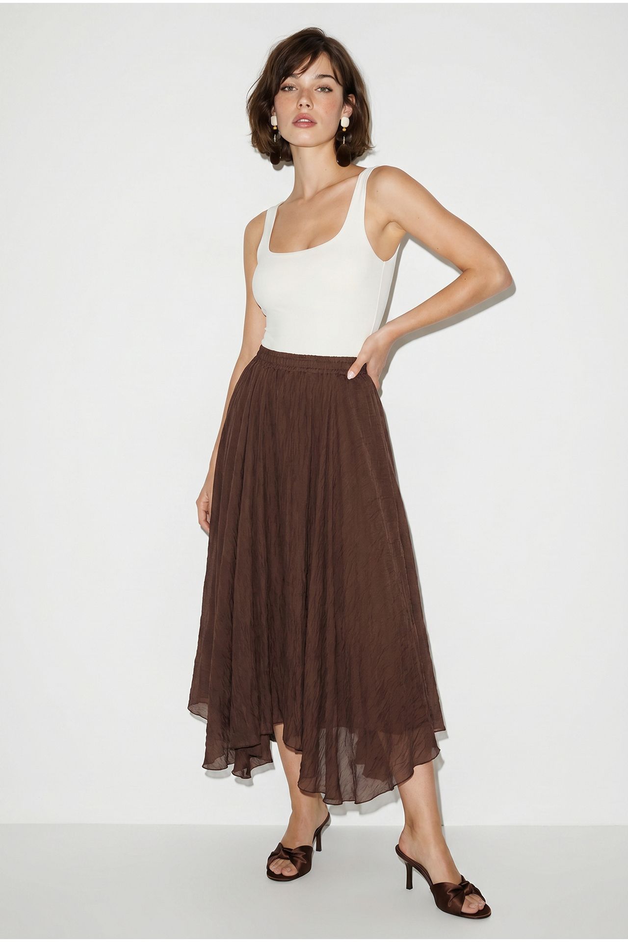 LUCCI High-Waist Maxi A-Line Skirt 3