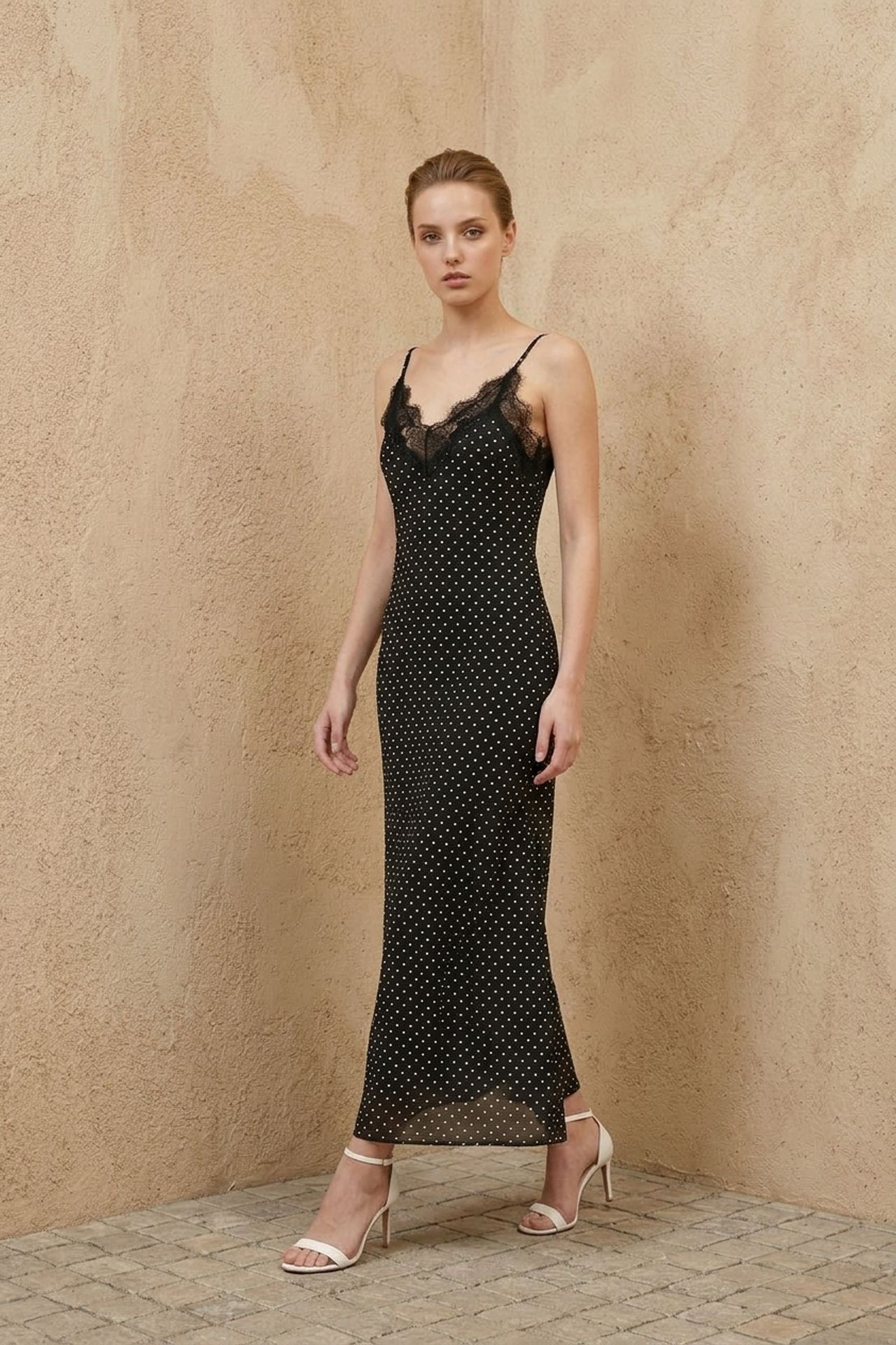 MY FASHION Women's Polka Dot Chiffon Maxi Dress 3
