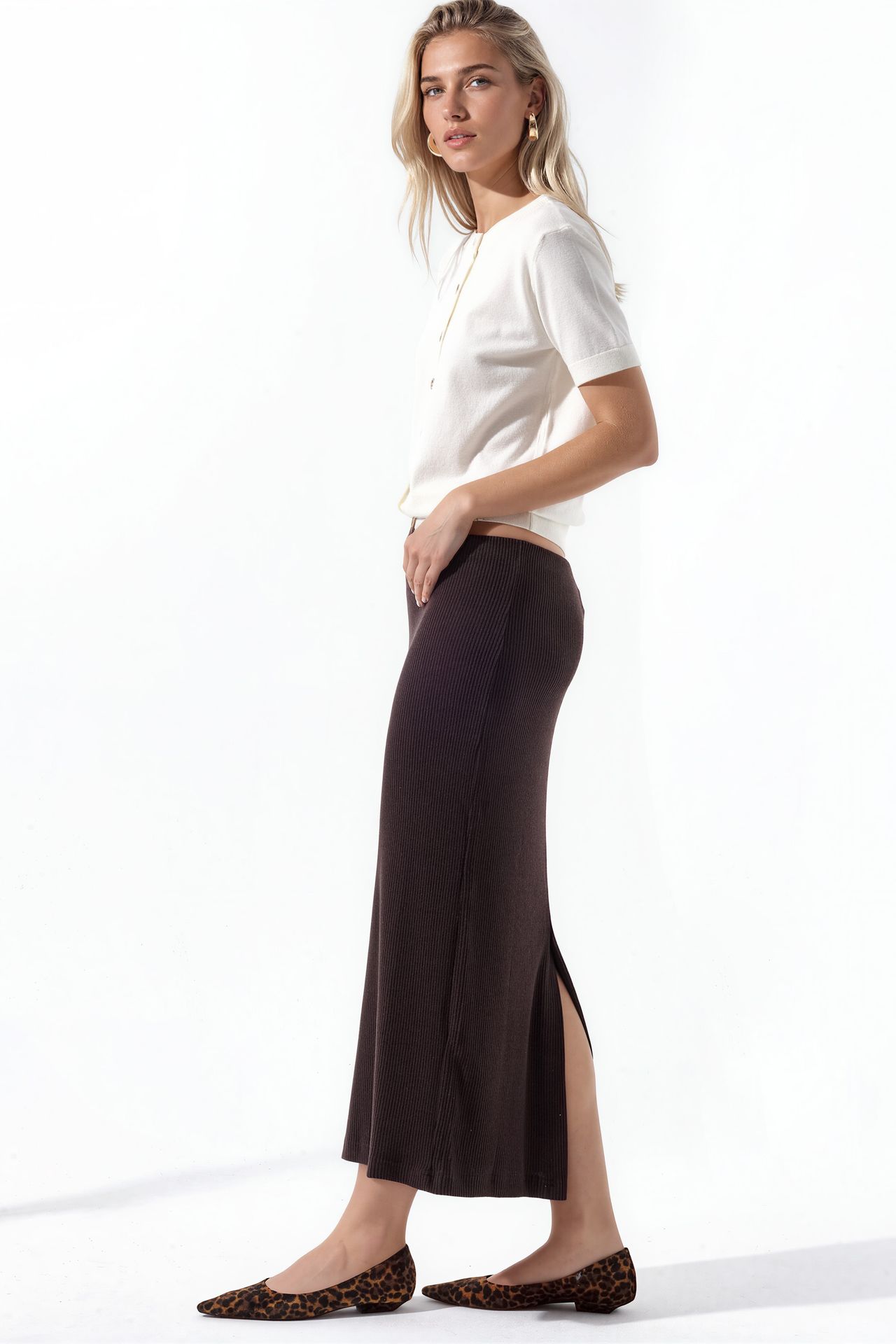 BUSEM Ribbed Elastic Midi Skirt 2