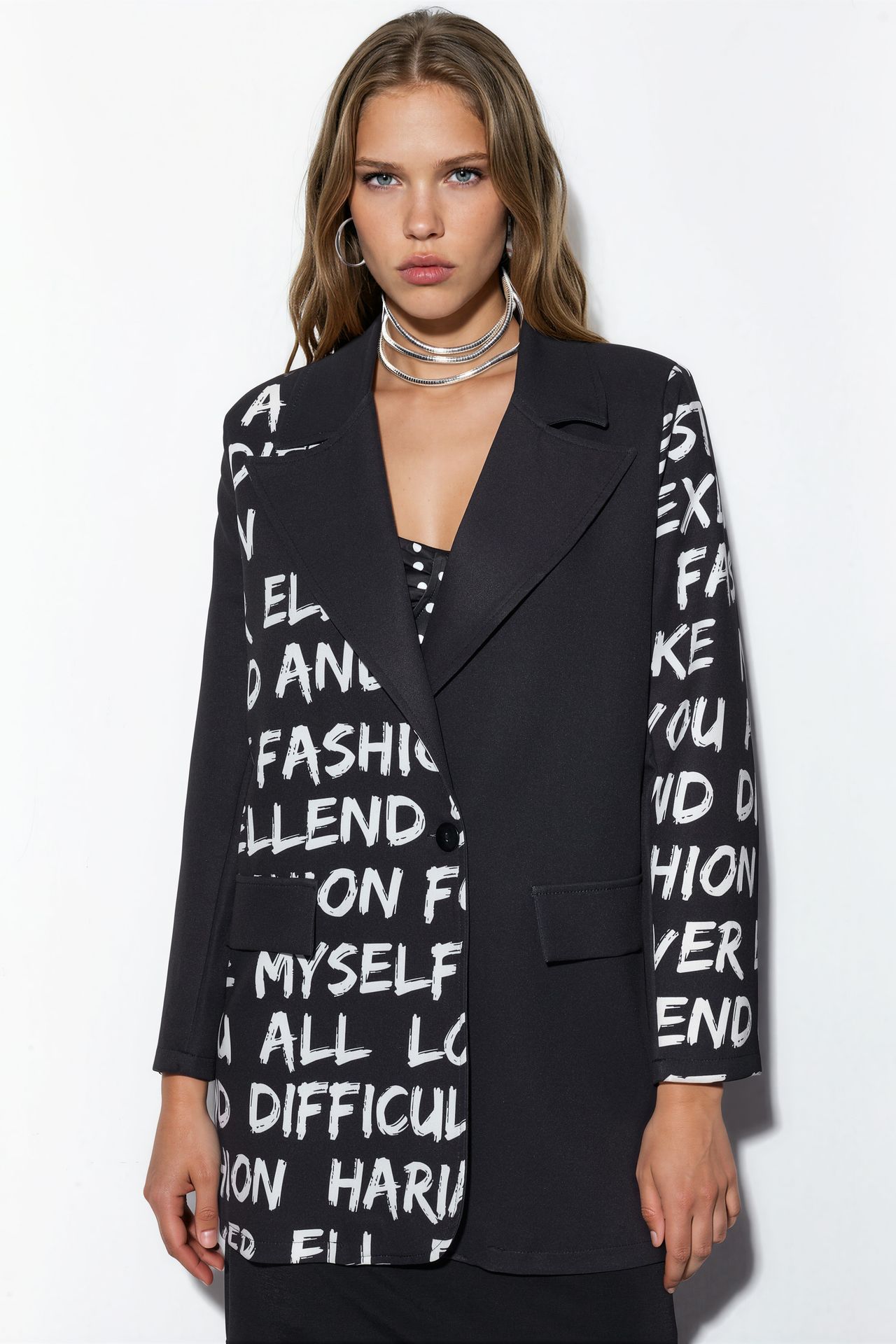 MSN Oversize Krep Blazer Ceket 6