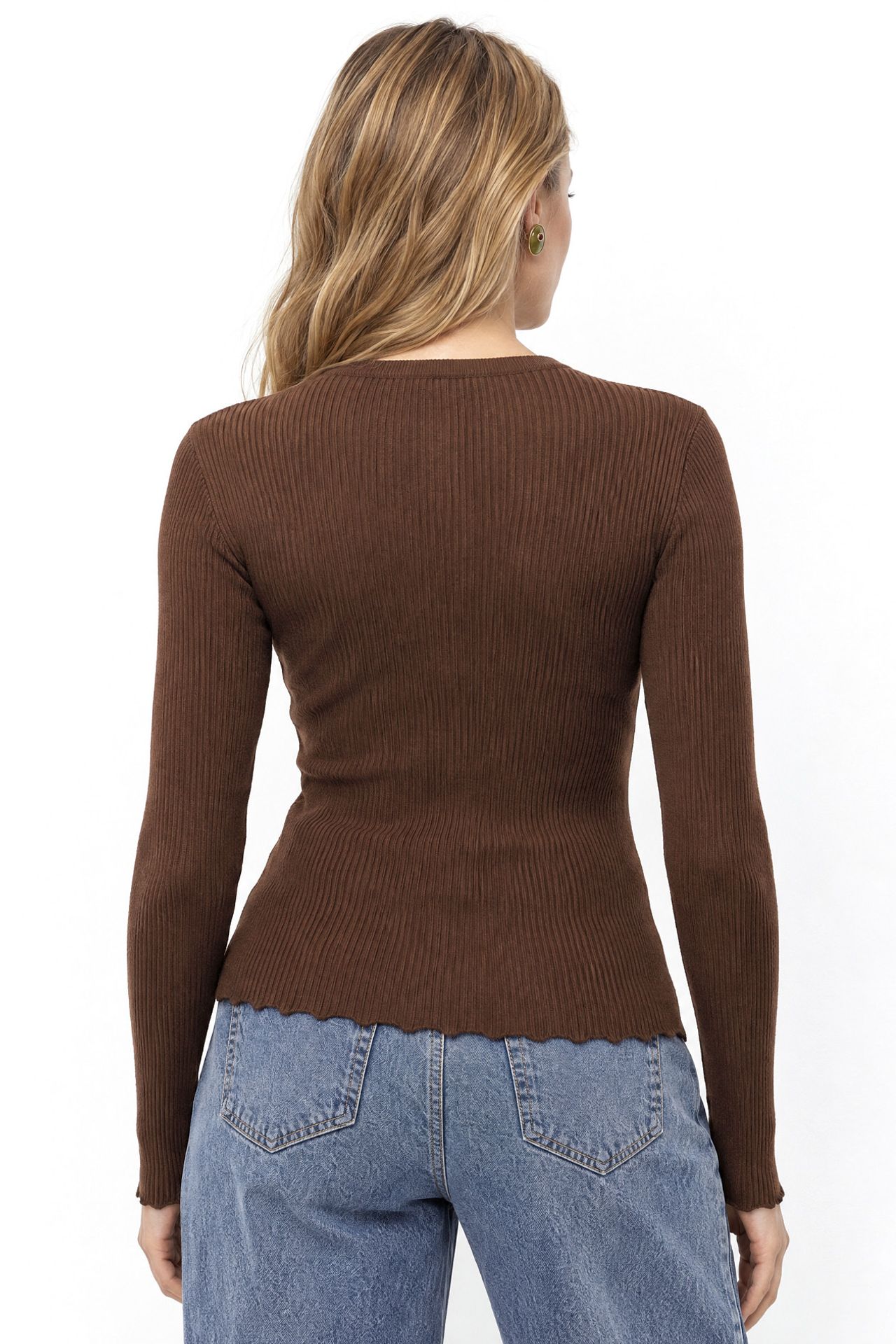 MIXRAY Ribbed Knit Buttoned Cardigan
