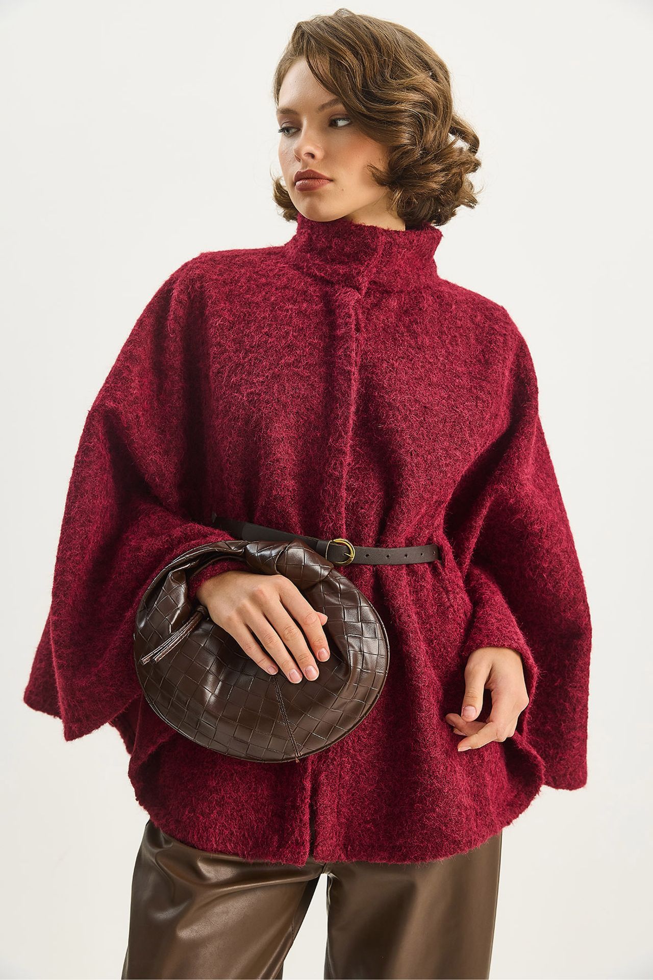 LUCCI Textured Oversized Overcoat with Button Closure 2