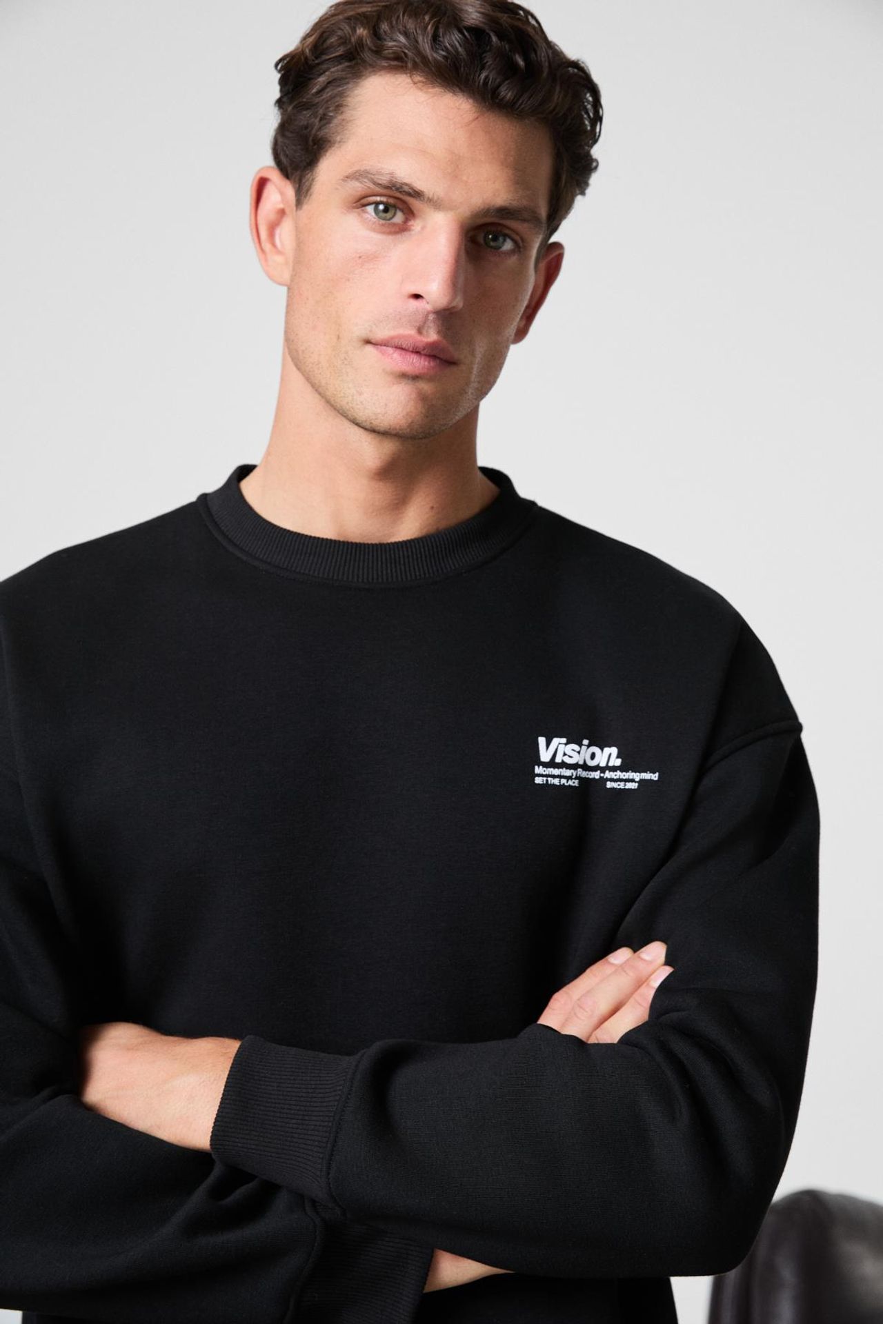 GRIMELANGE Baskılı Geniş Kalıp Bisiklet Yaka Sweatshirt 6