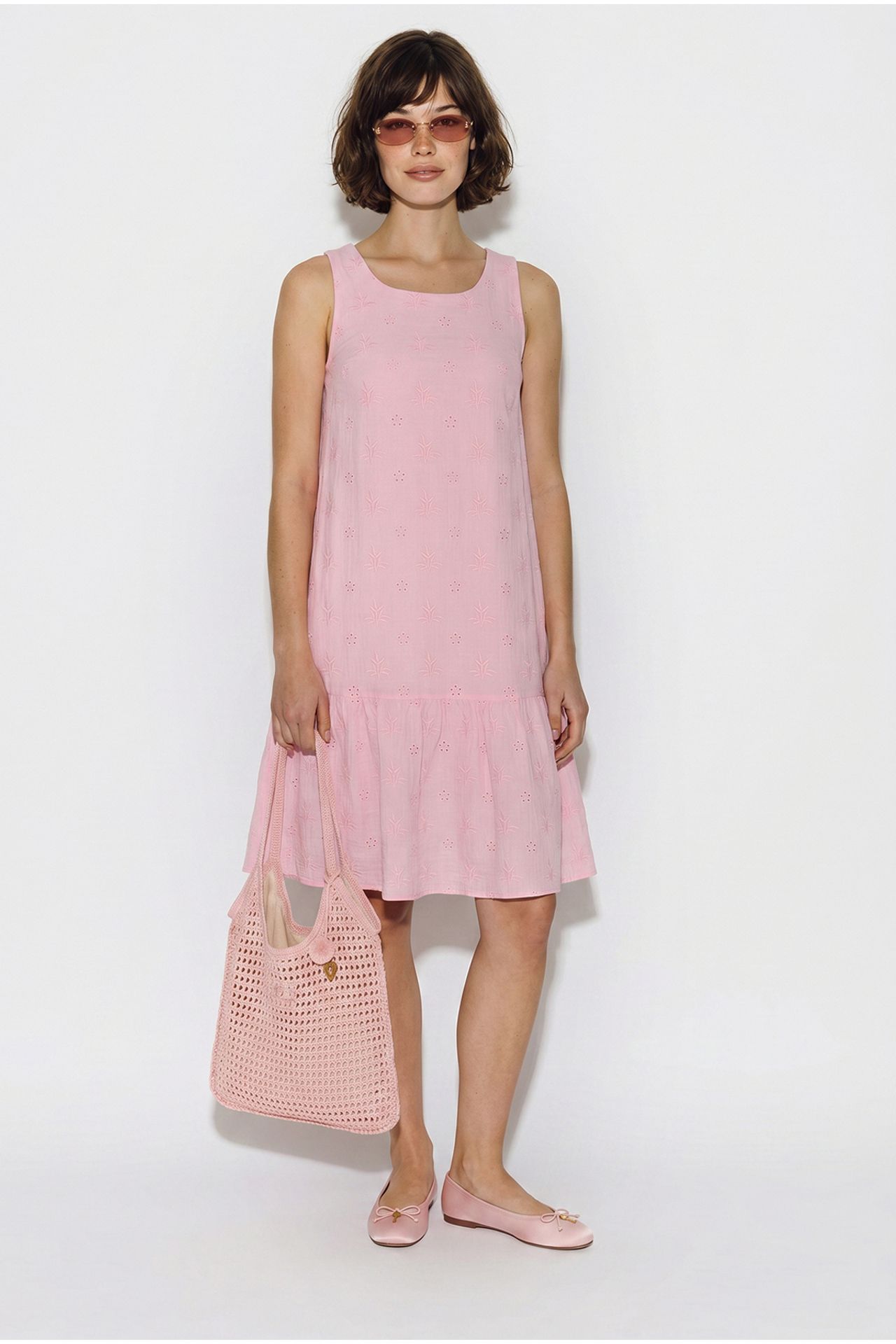 LUCCI Nakışlı Pamuklu Müslin Mini Smock Elbise 3