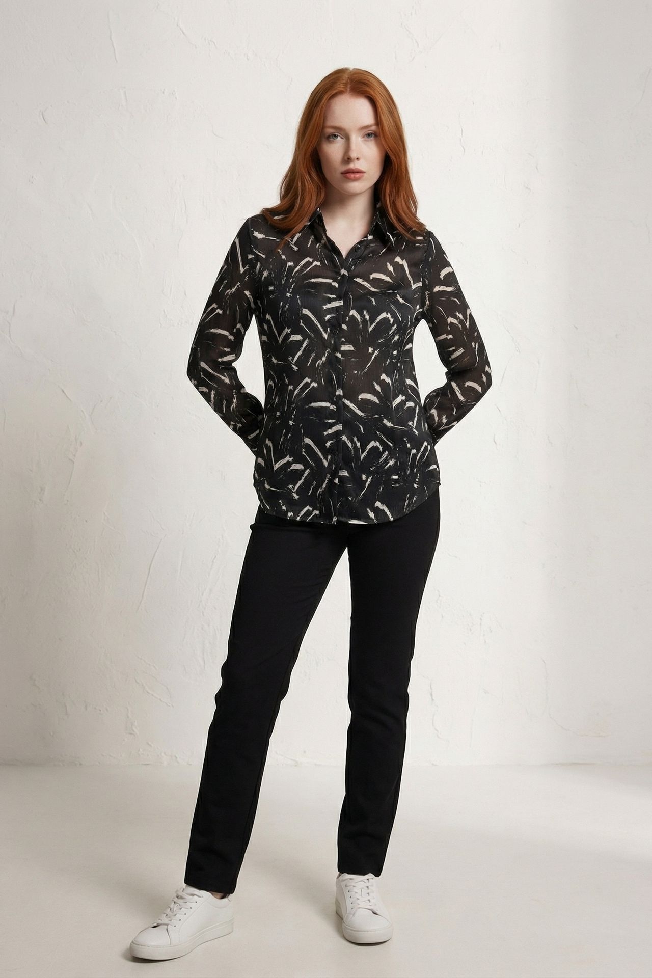 MY FASHION Abstract Print Button-Up Shirt 2