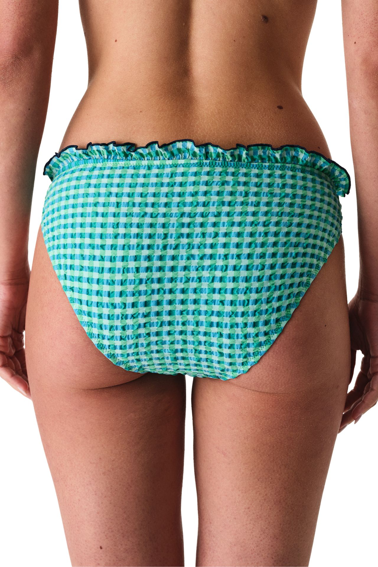 PENTI Slainie Gingham Ruffled Mid Waist Bikini Bottom 2