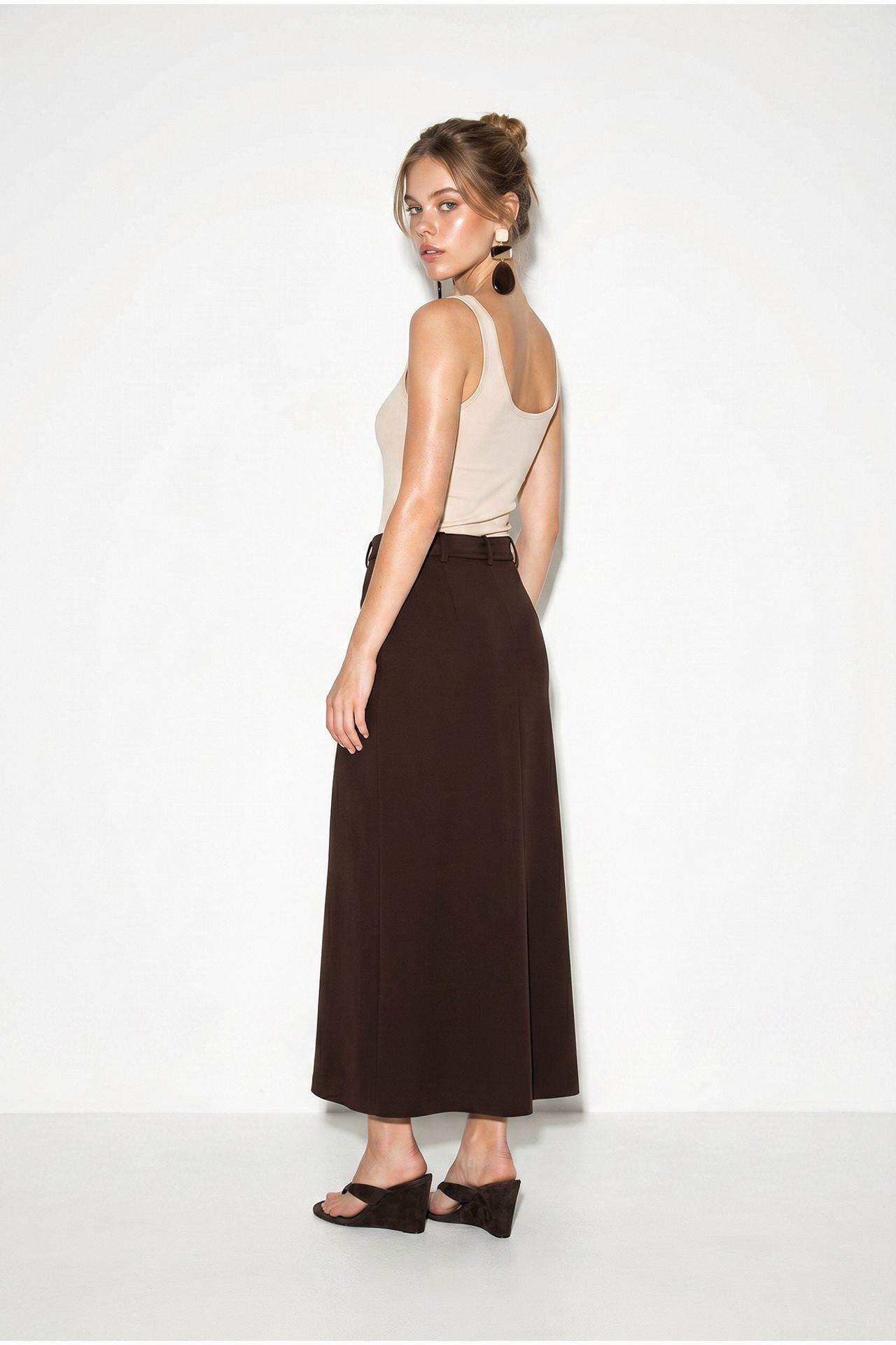 LUCCI High-Waist Lace Midi Pencil Skirt
