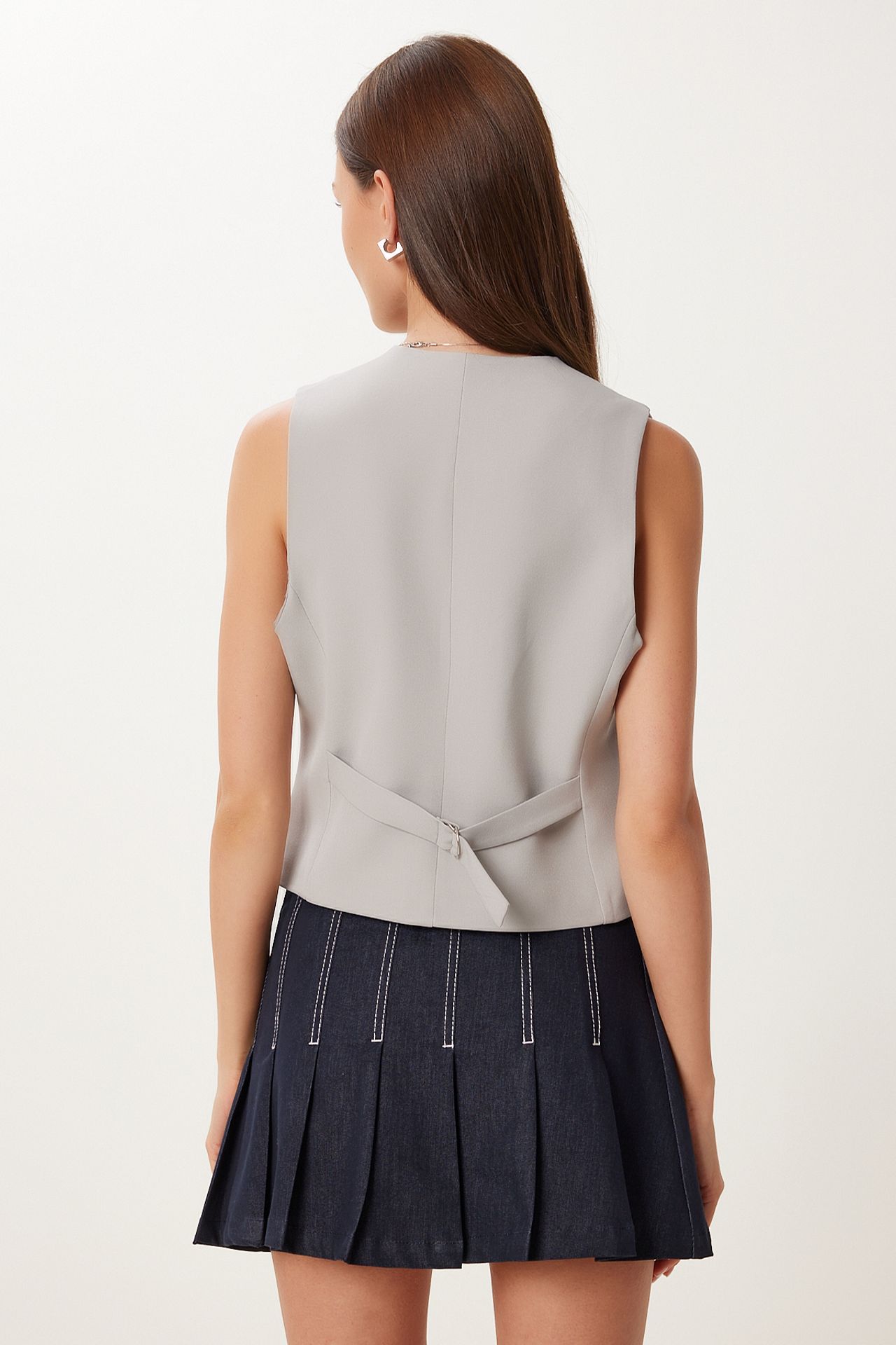 HiCCUP - Grey Istanbul Crop Button Waistcoat Women