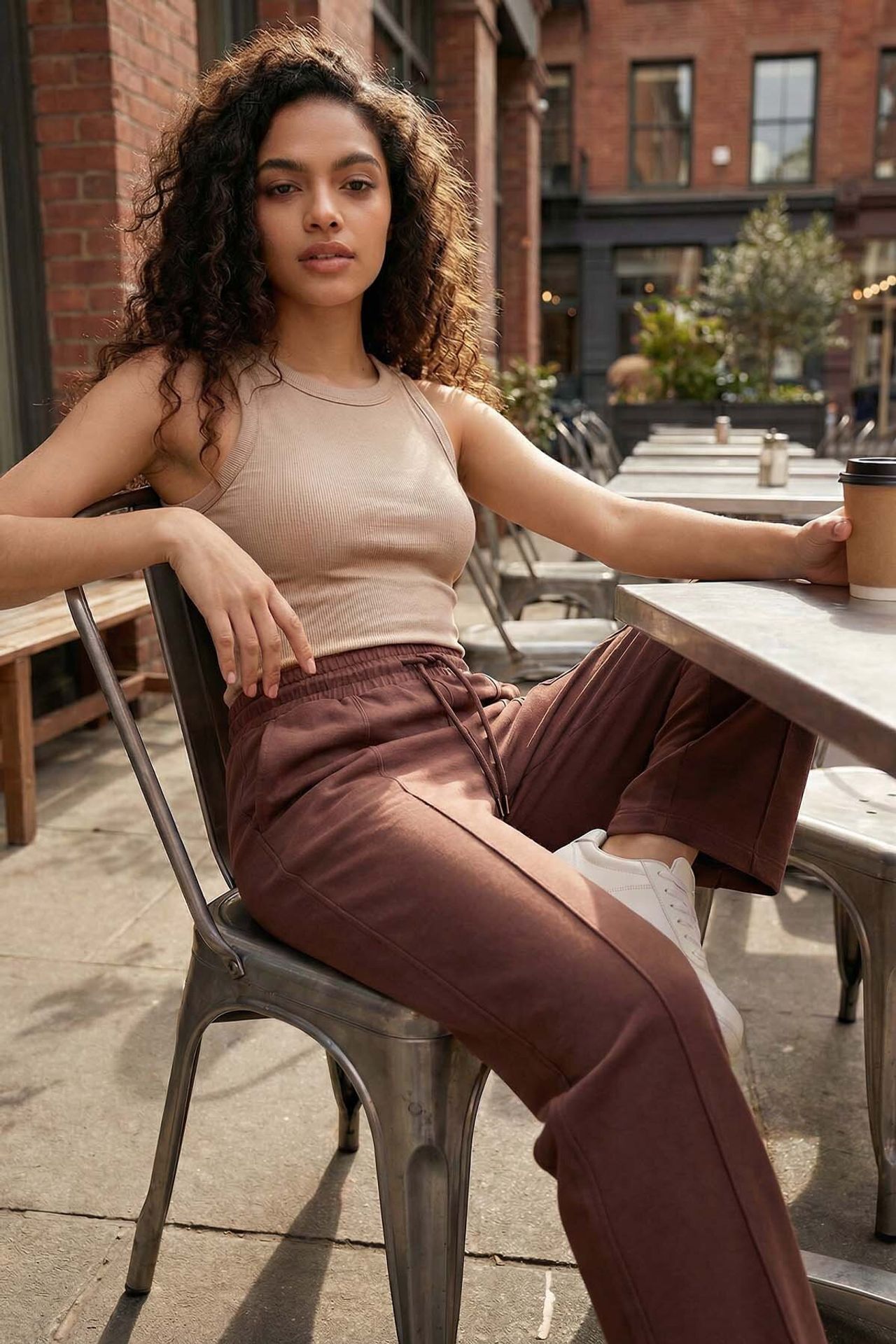 TOMMY Textured Wide Leg Palazzo Pants with Drawstring Waist 1