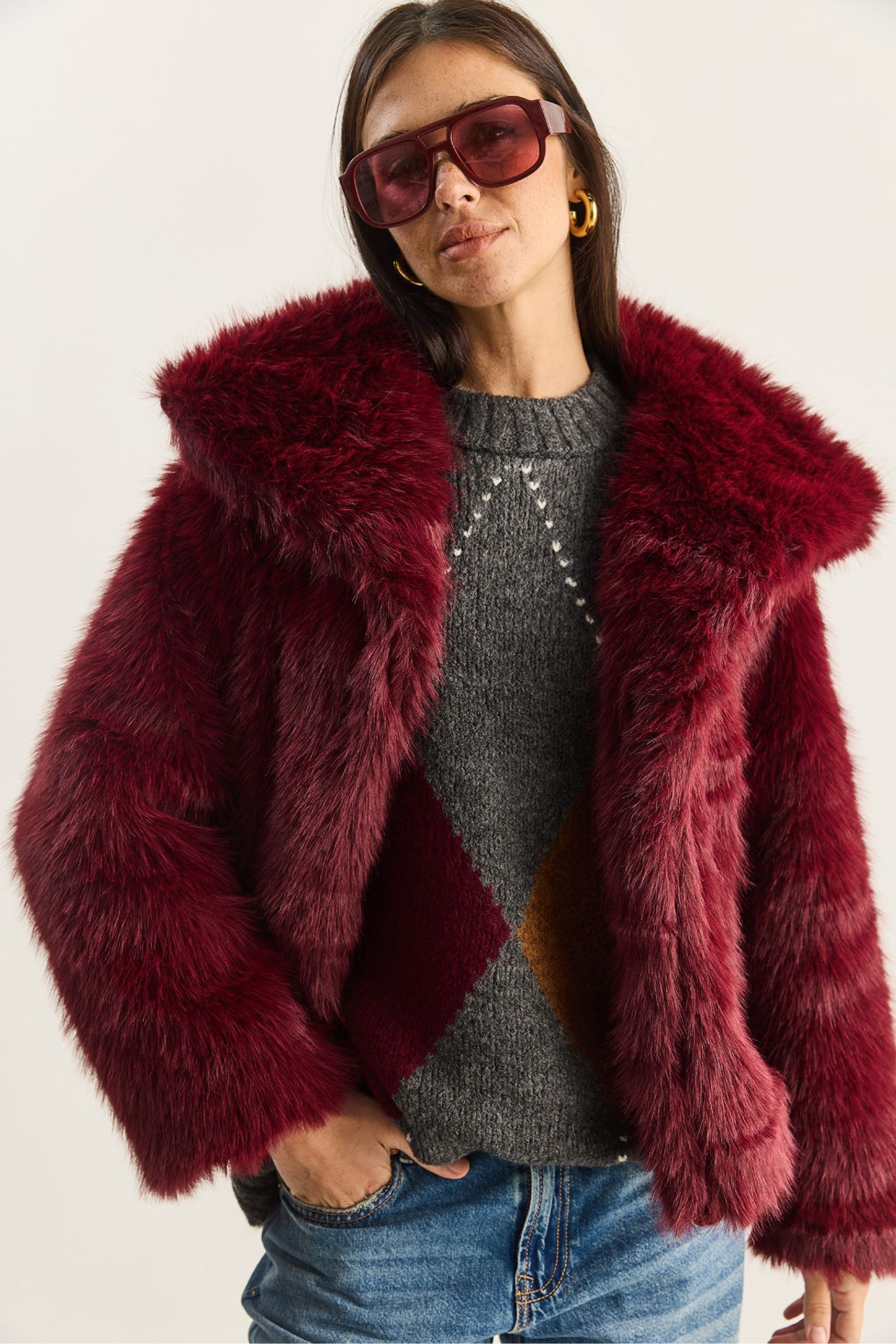 LUCCI Oversize Faux Fur Coat 4
