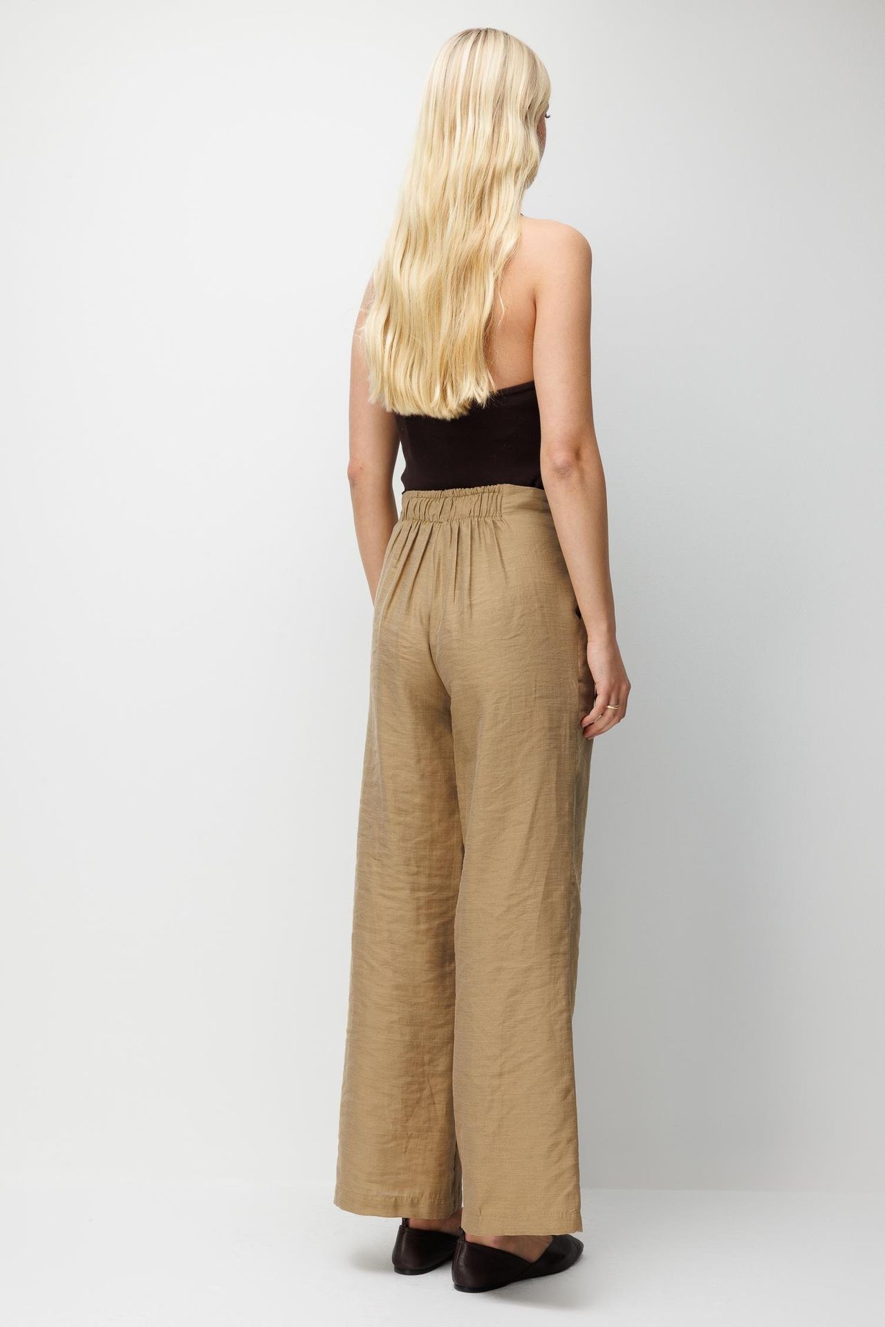 MIXRAY High Waist Textured Wide Leg Belted Pants 4