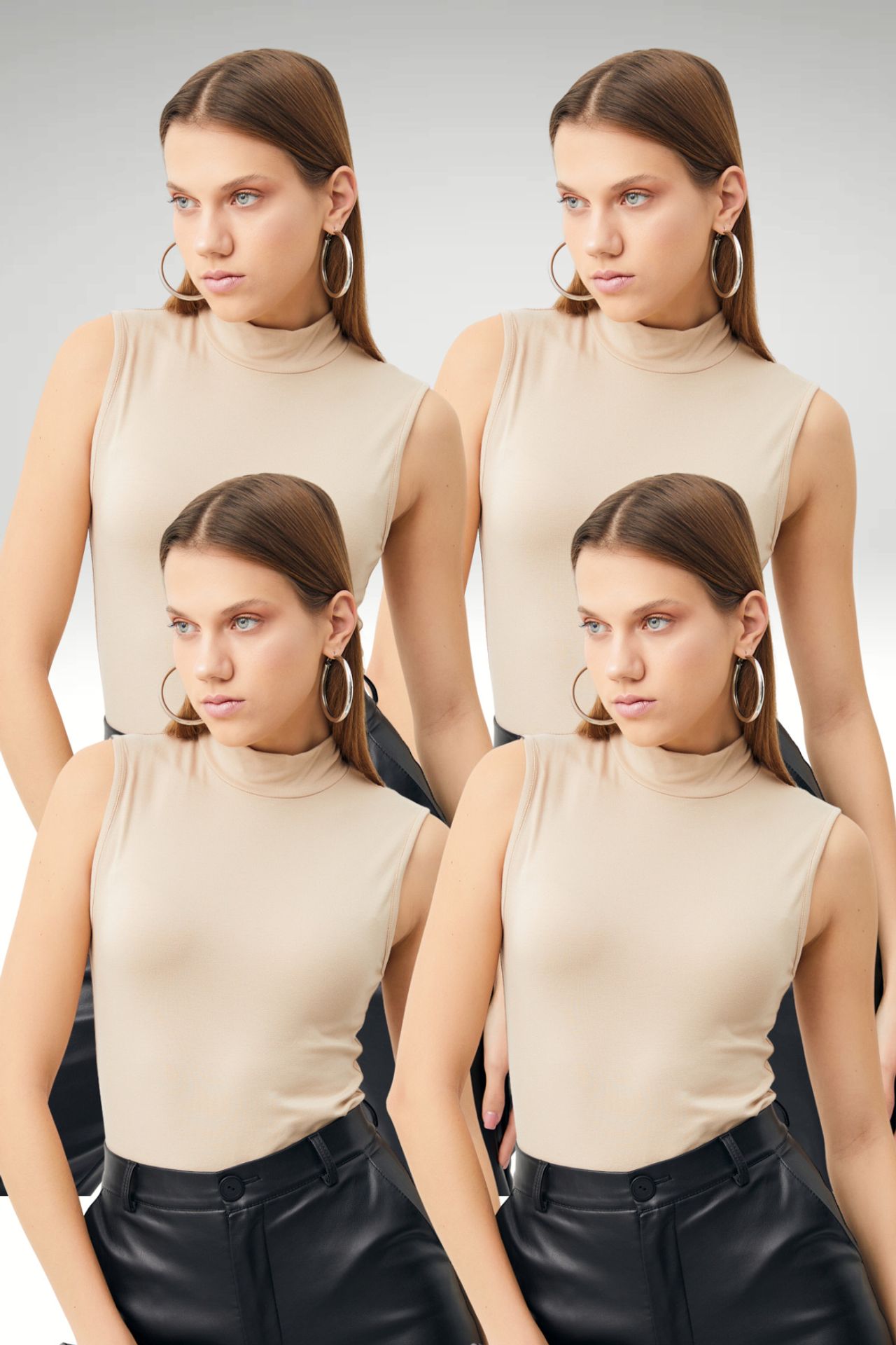 BIPANTOLON Kadın 4'lü Yarım Balıkçı Yaka Body 1