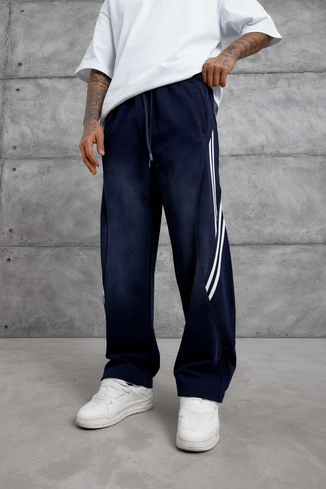NOMARC Çizgili Bol Geniş Paça Jogger Pantolon 3