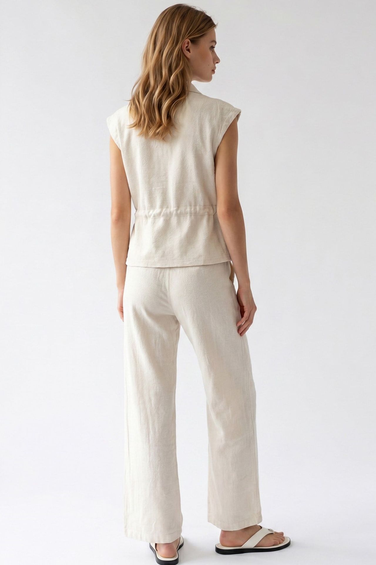 MIXRAY Cotton Sleeveless Vest And Wide-Leg Trousers Set 4