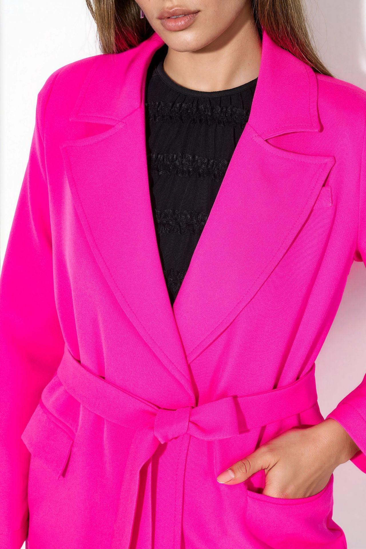 MSN Short Belted Shawl-collar Blazer 4