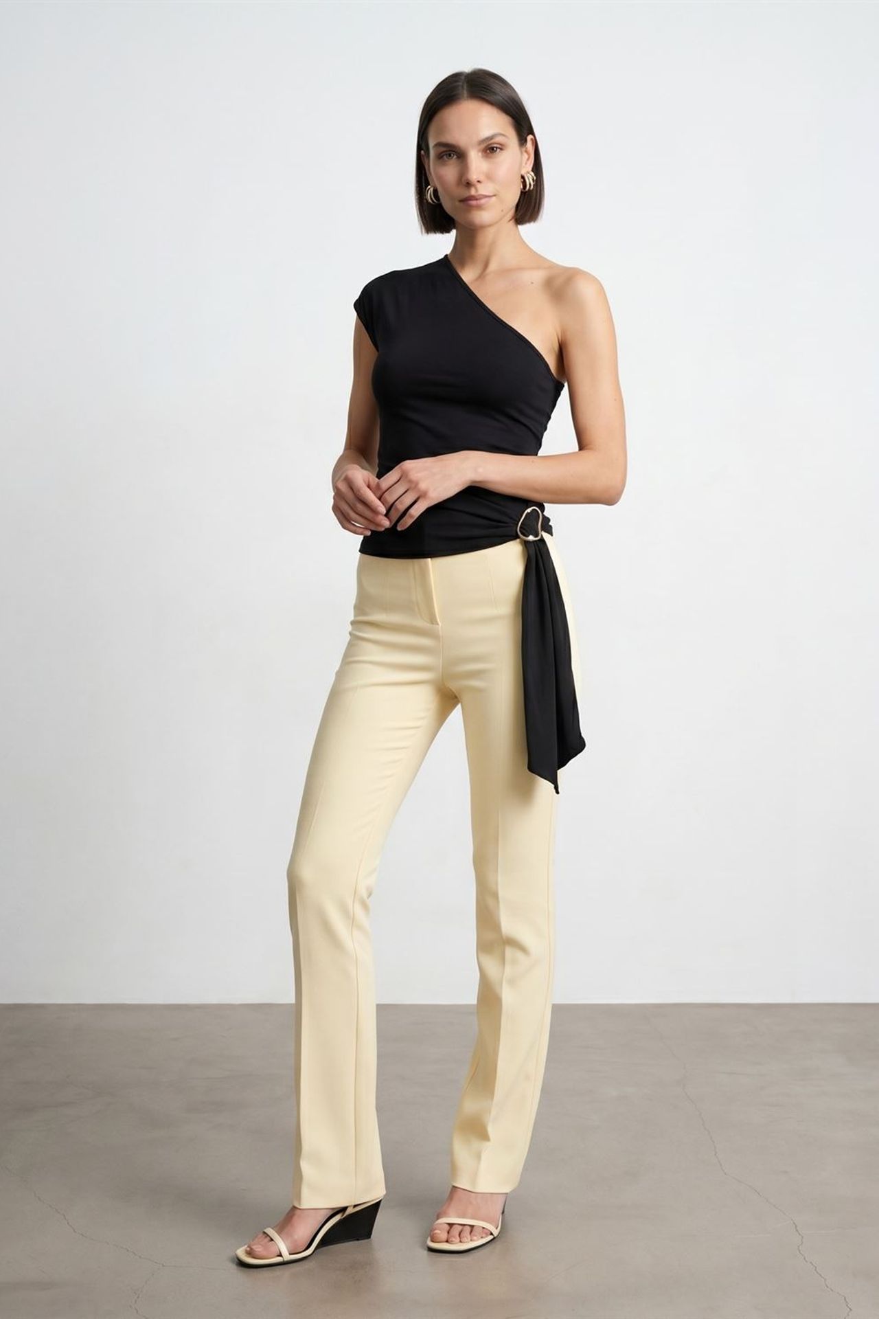 DILVIN Asymmetrical Tie Detail Blouse 3