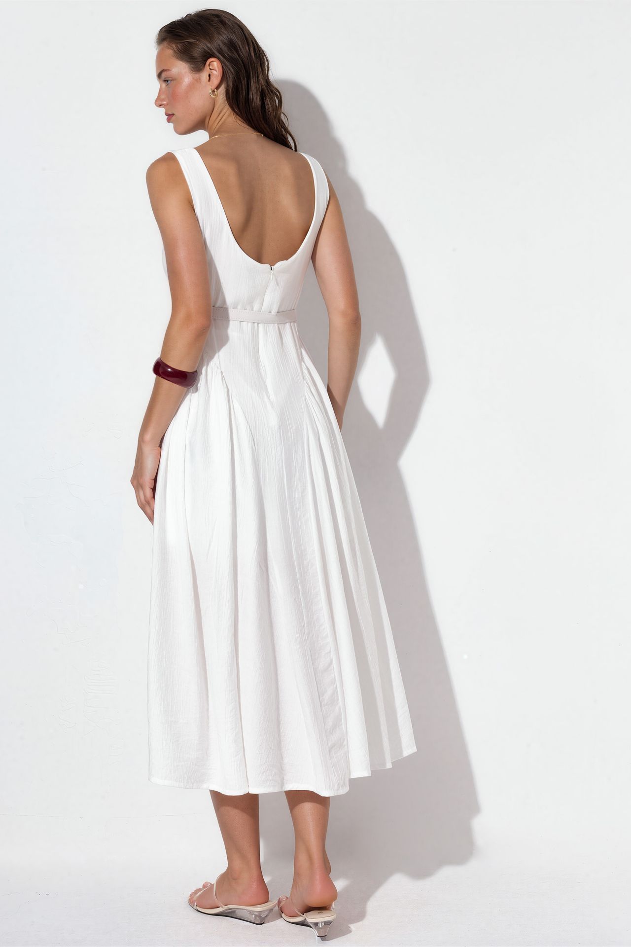 BUSEM Square Collar Belted Midi Dress 3