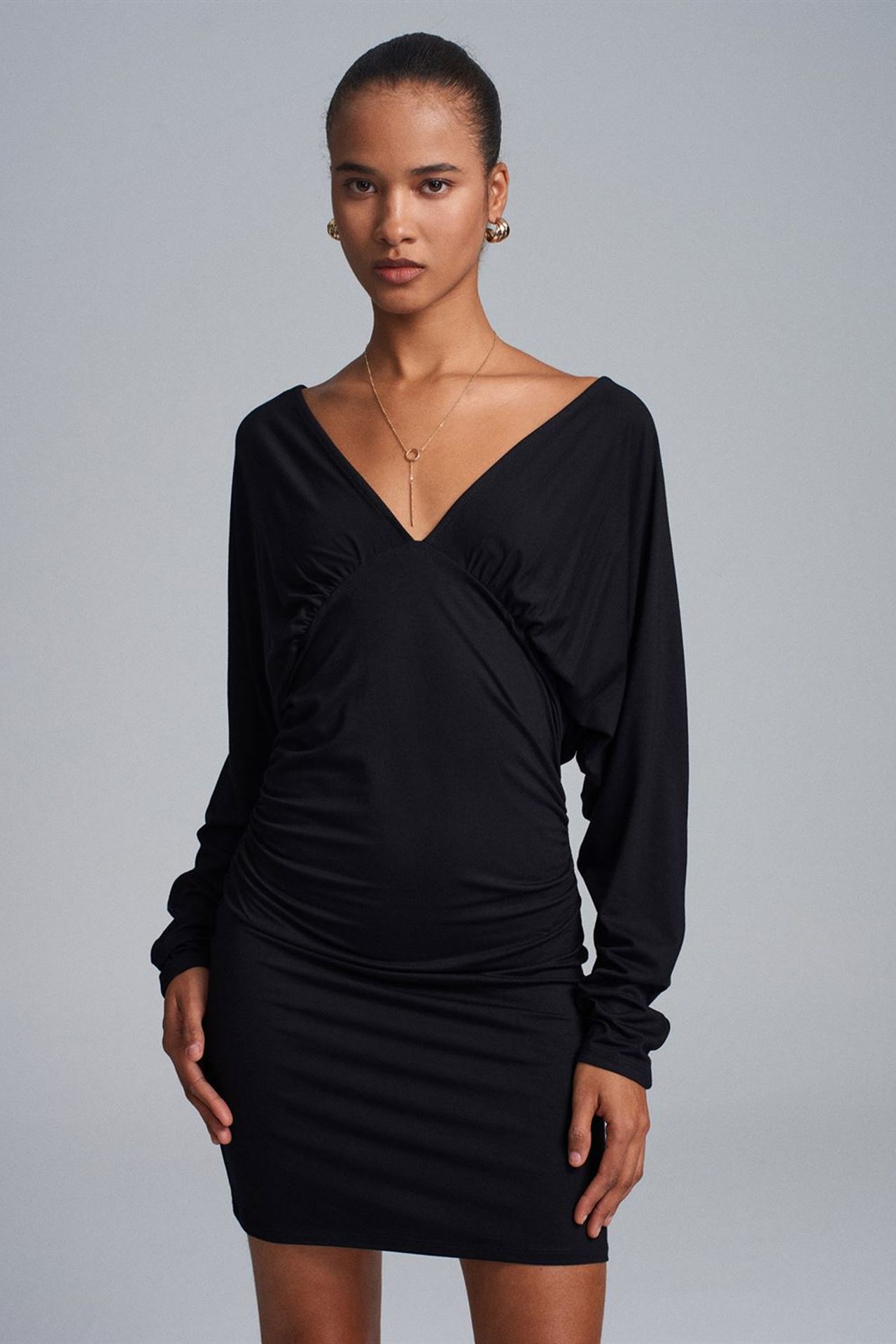 DILVIN Bodycon Mini Dress With Drape 1