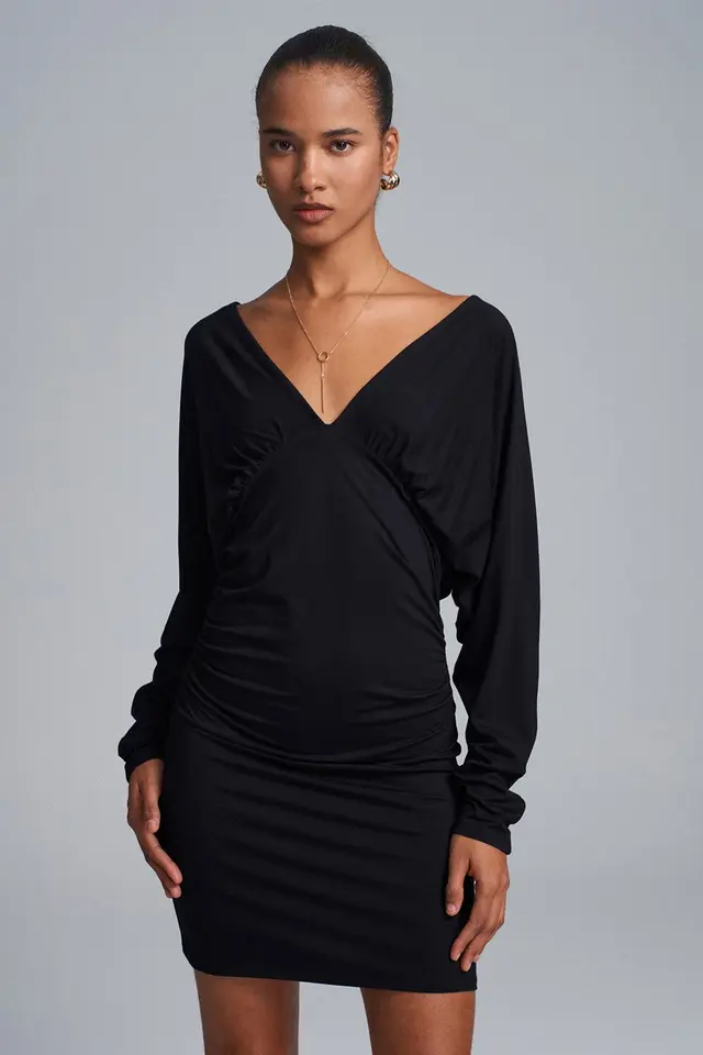 DILVIN Bodycon Mini Dress With Drape