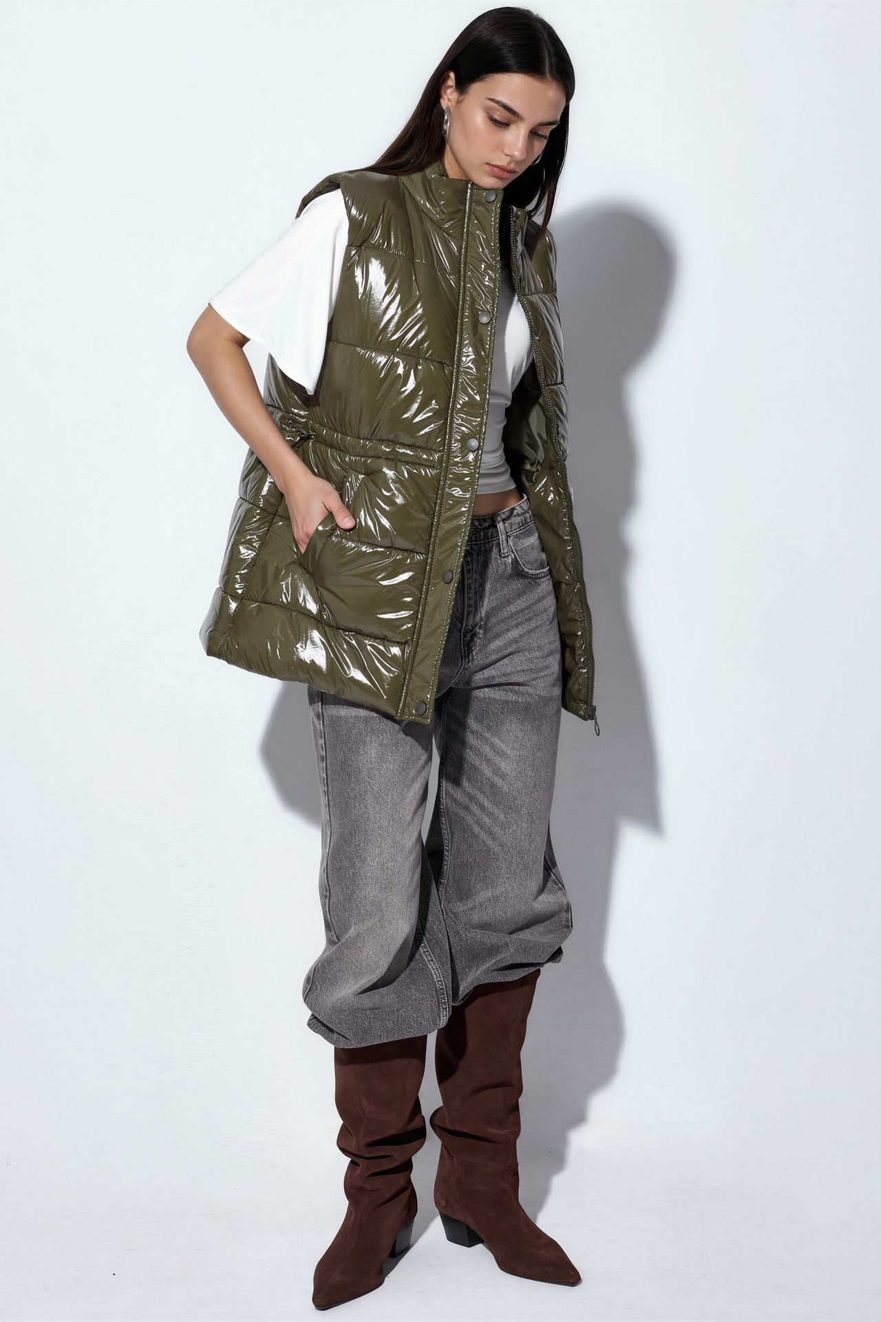 BDART Shiny Zippered Puffer Vest 2